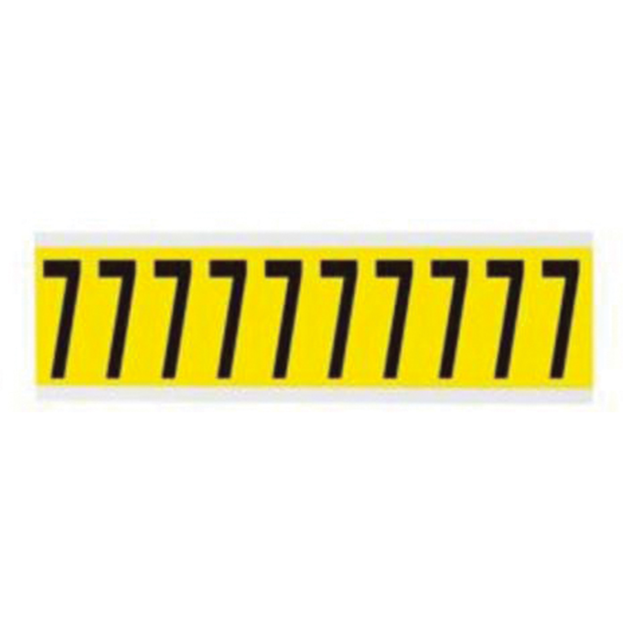Étiquettes de lettres et chiffres individuels repositionnables, 7, 2" h, Noir sur jaune