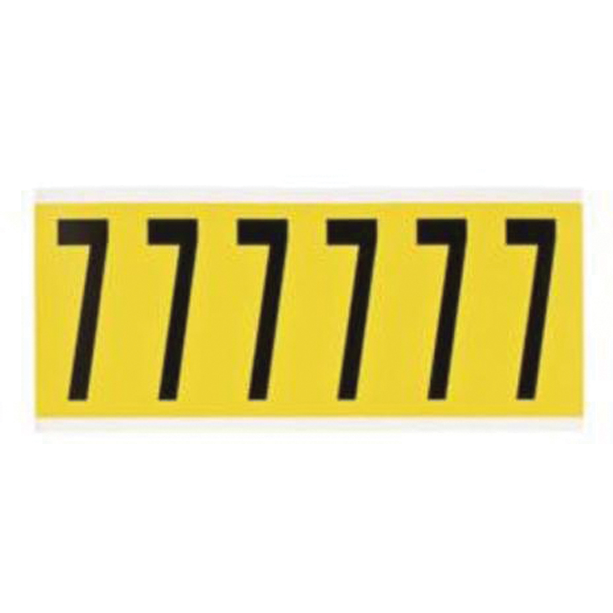 Étiquettes de lettres et chiffres individuels repositionnables, 7, 3" h, Noir sur jaune