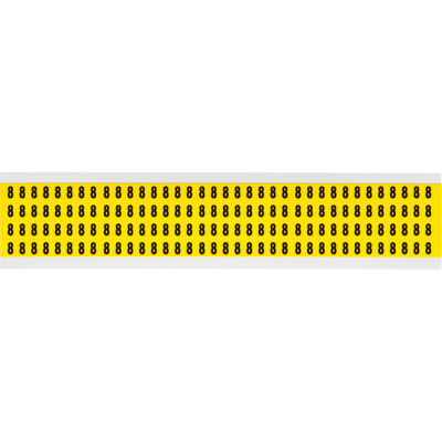 Étiquettes de lettres et chiffres individuels repositionnables, 8, 1/4" h, Noir sur jaune