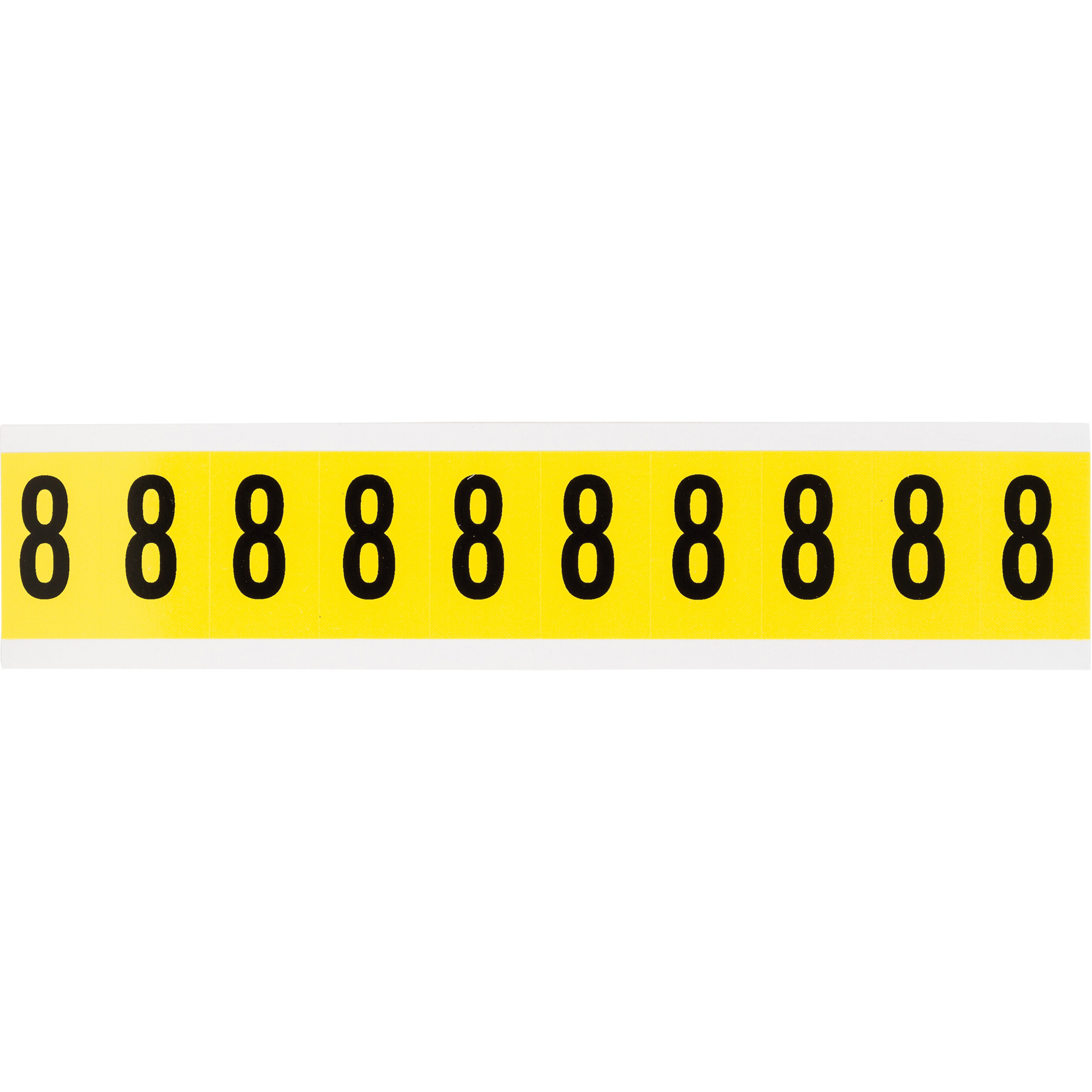 Étiquettes de lettres et chiffres individuels repositionnables, 8, 1" h, Noir sur jaune