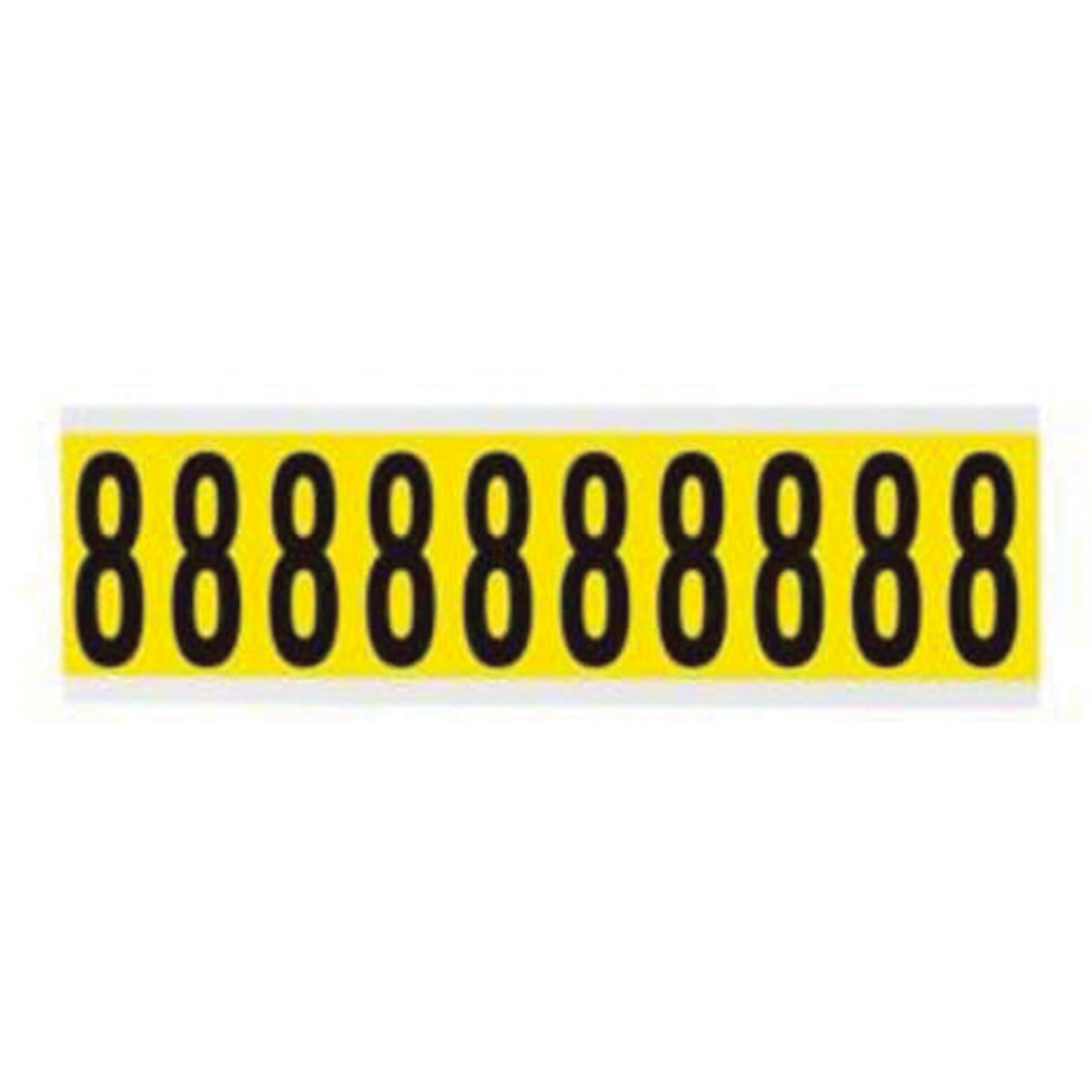 Étiquettes de lettres et chiffres individuels repositionnables, 8, 2" h, Noir sur jaune