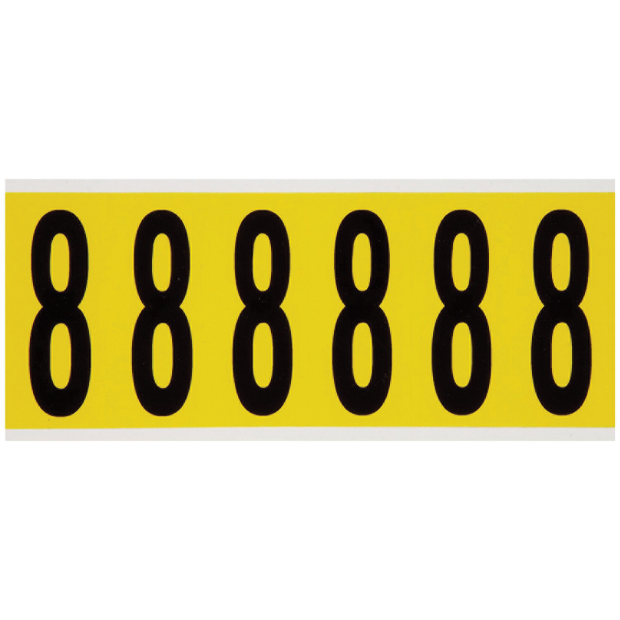 Étiquettes de lettres et chiffres individuels repositionnables, 8, 3" h, Noir sur jaune