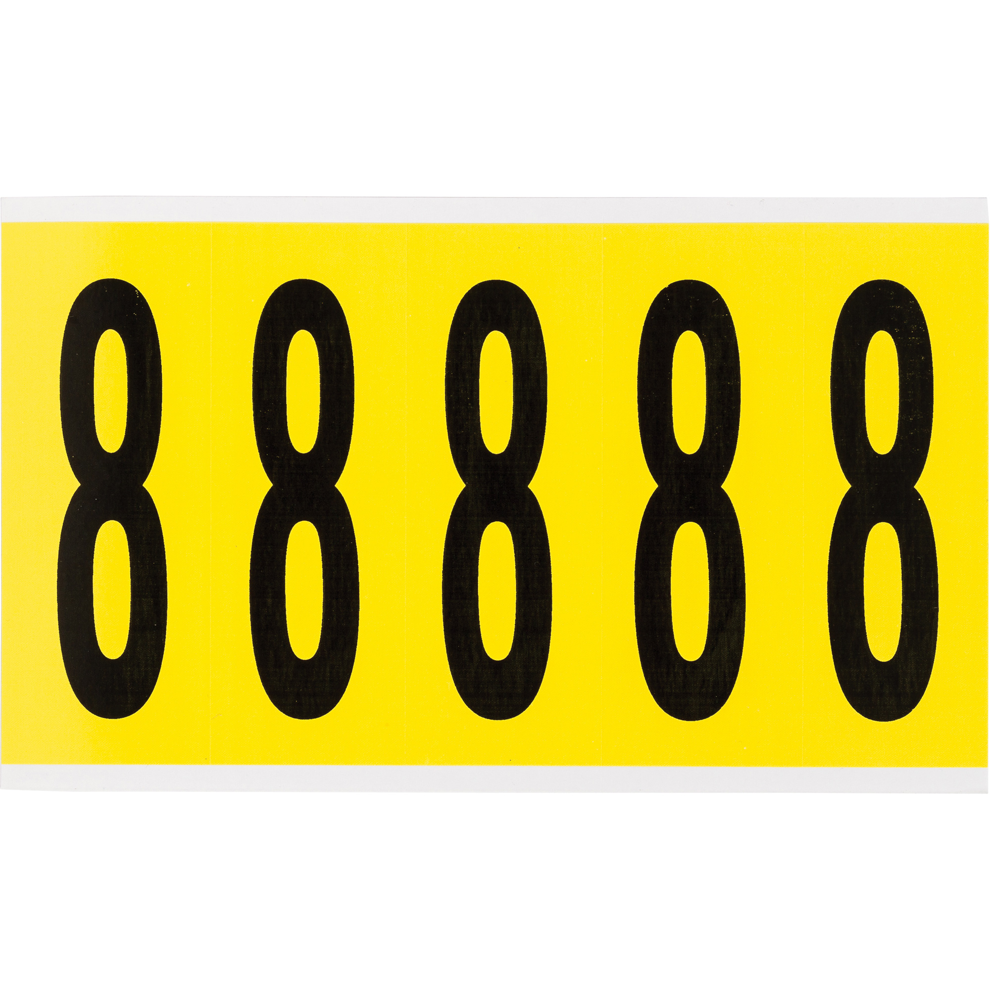 Étiquettes de lettres et chiffres individuels repositionnables, 8, 4" h, Noir sur jaune