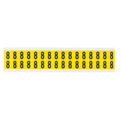 Étiquettes de lettres et chiffres individuels repositionnables, 8, 5/8" h, Noir sur jaune
