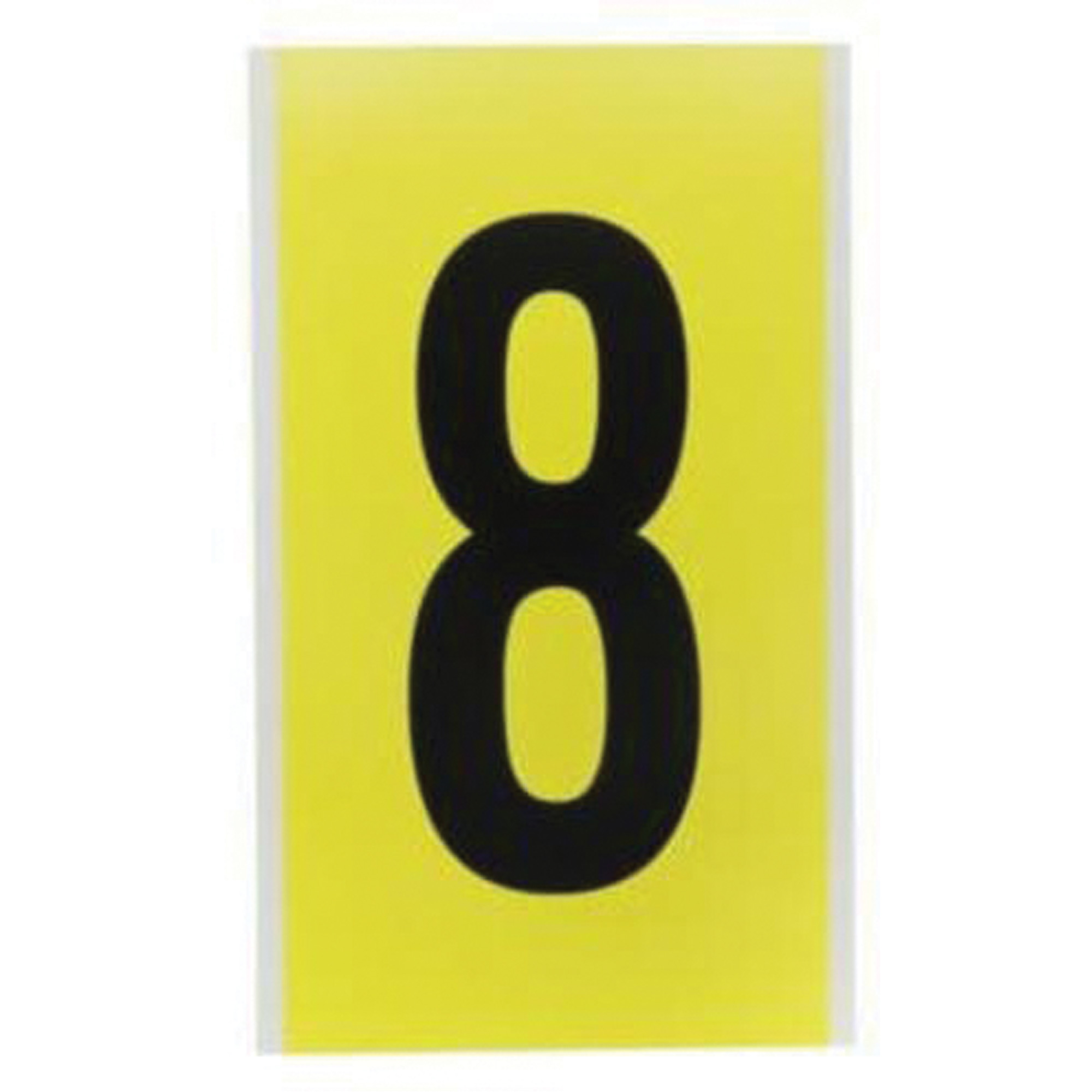 Étiquettes de lettres et chiffres individuels repositionnables, 8, 6" h, Noir sur jaune