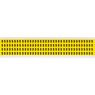 Étiquettes de lettres et chiffres individuels repositionnables, 9, 1/4" h, Noir sur jaune