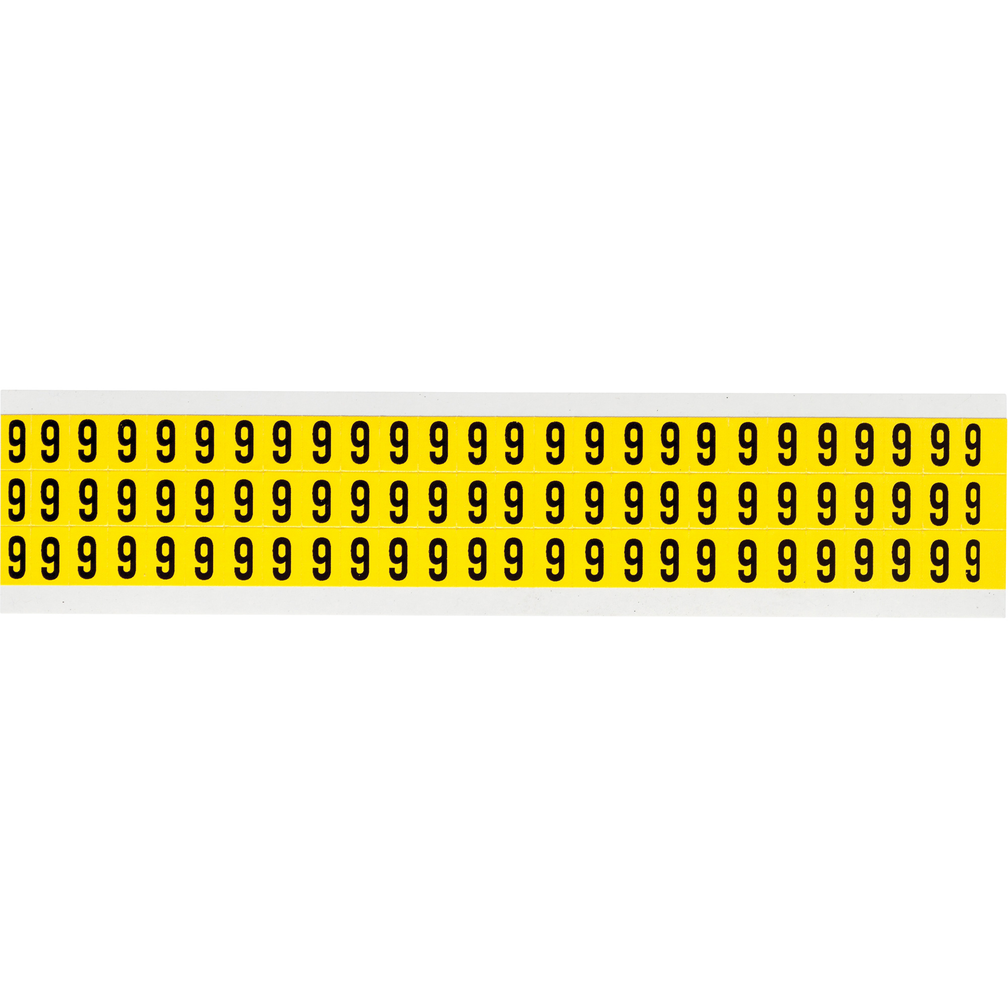 Étiquettes de lettres et chiffres individuels repositionnables, 9, 3/8" h, Noir sur jaune