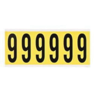 Étiquettes de lettres et chiffres individuels repositionnables, 9, 3" h, Noir sur jaune