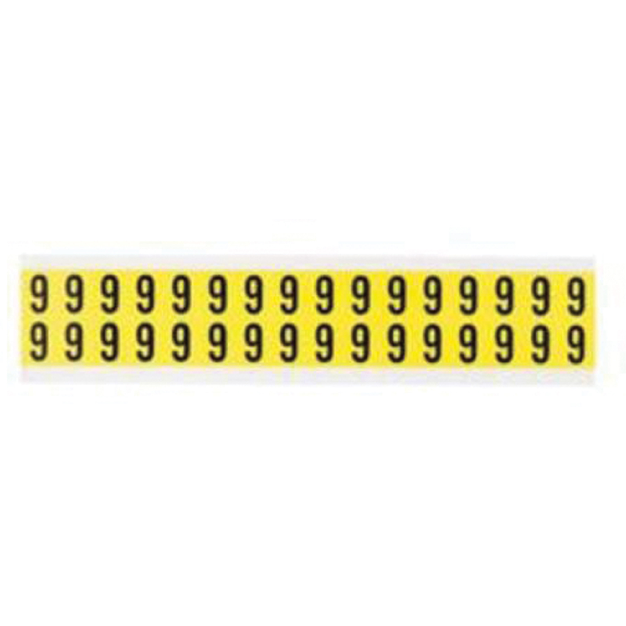 Étiquettes de lettres et chiffres individuels repositionnables, 9, 5/8" h, Noir sur jaune