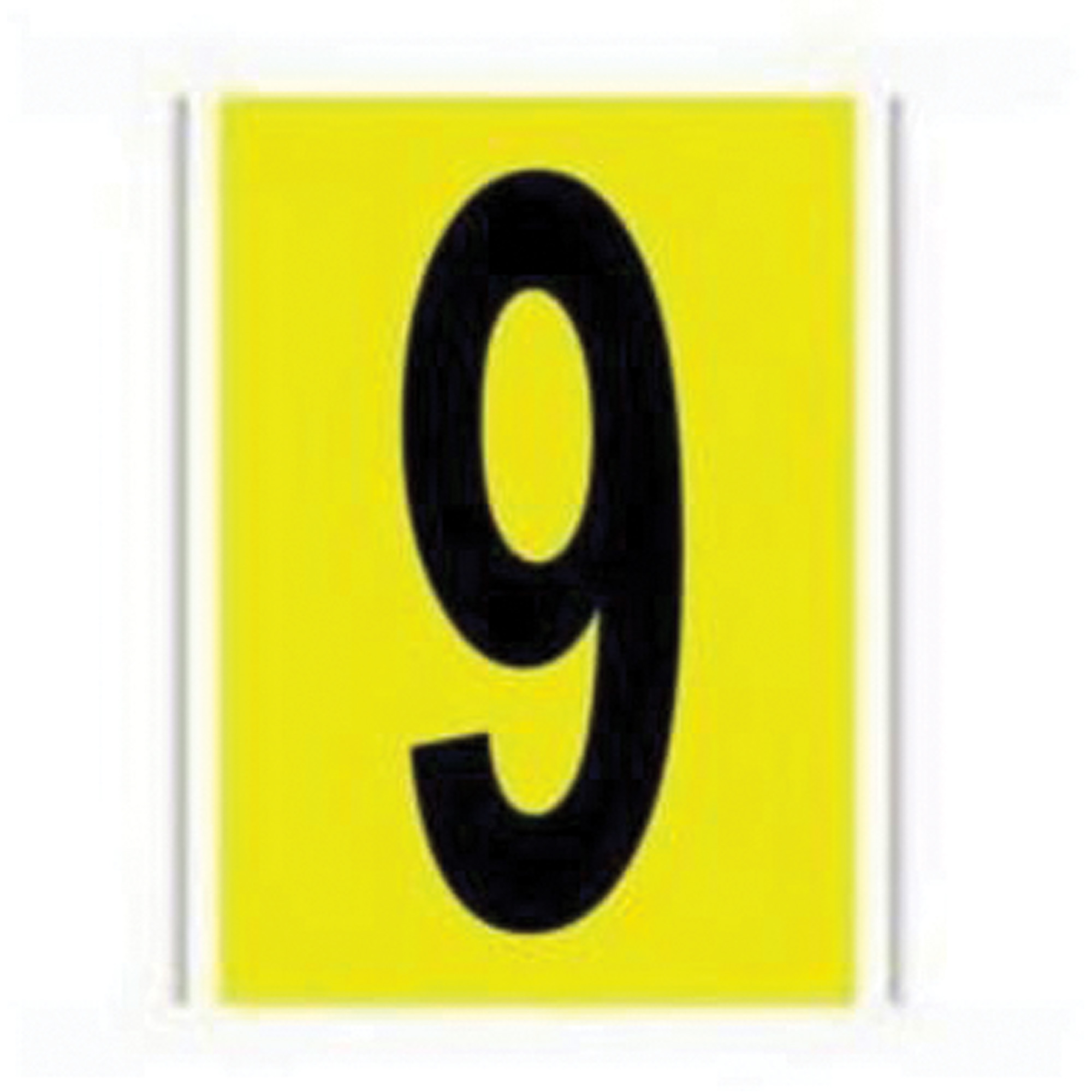 Étiquettes de lettres et chiffres individuels repositionnables, 9, 6" h, Noir sur jaune