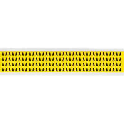 Étiquettes de lettres et chiffres individuels repositionnables, A, 1/4" h, Noir sur jaune