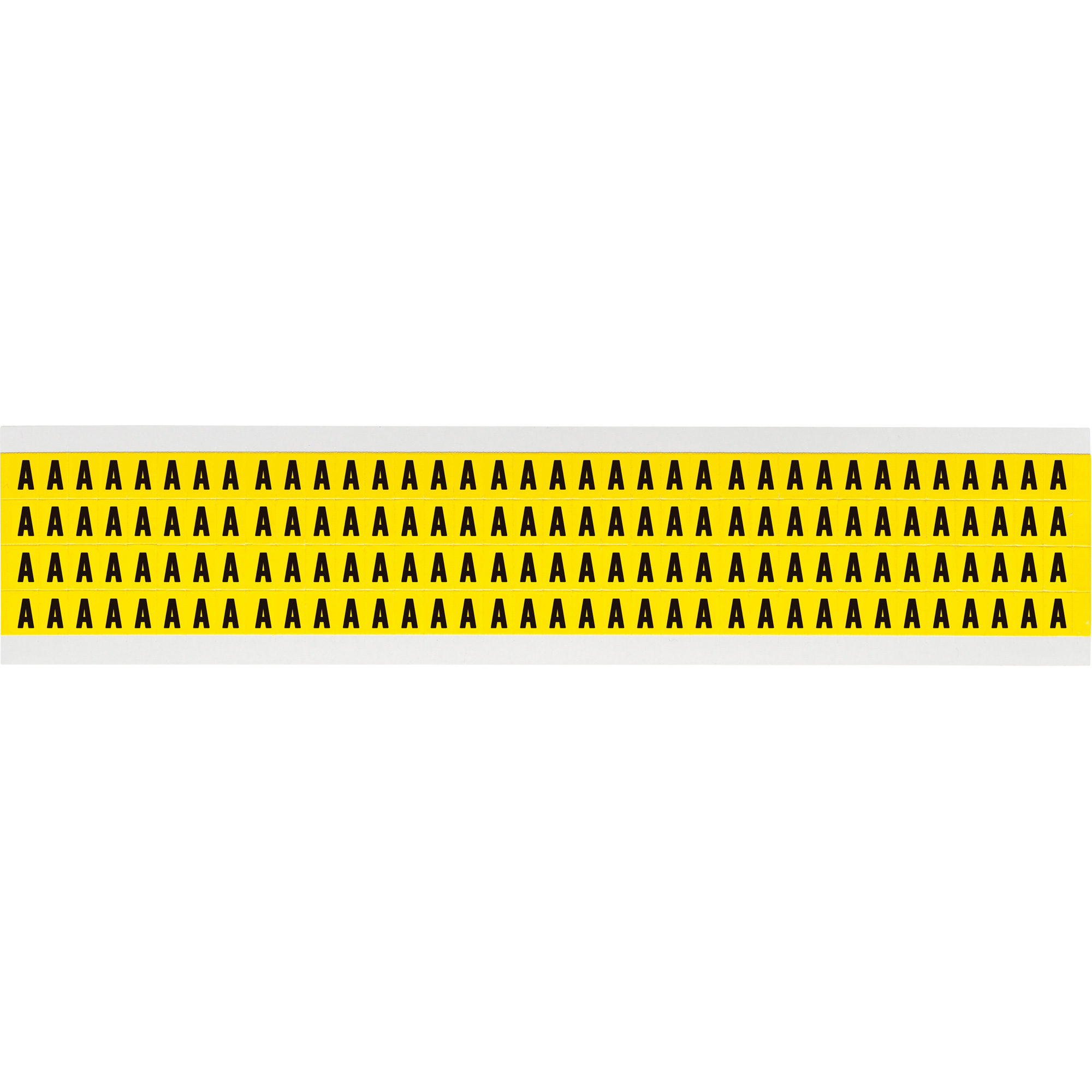 Étiquettes de lettres et chiffres individuels repositionnables, A, 1/4" h, Noir sur jaune