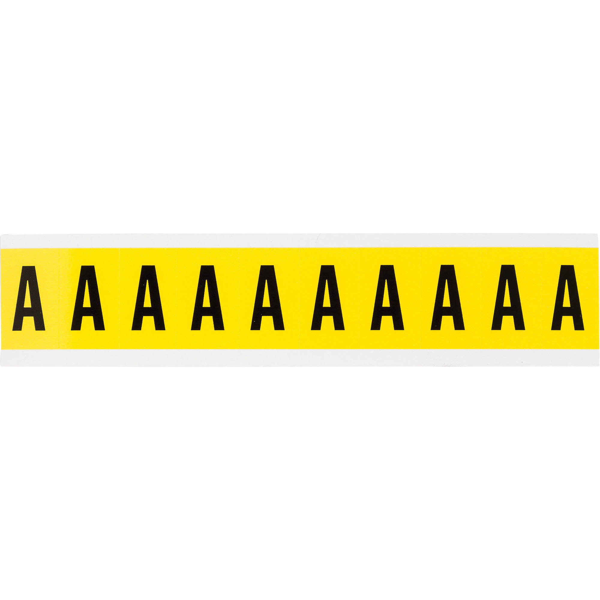 Étiquettes de lettres et chiffres individuels repositionnables, A, 1" h, Noir sur jaune