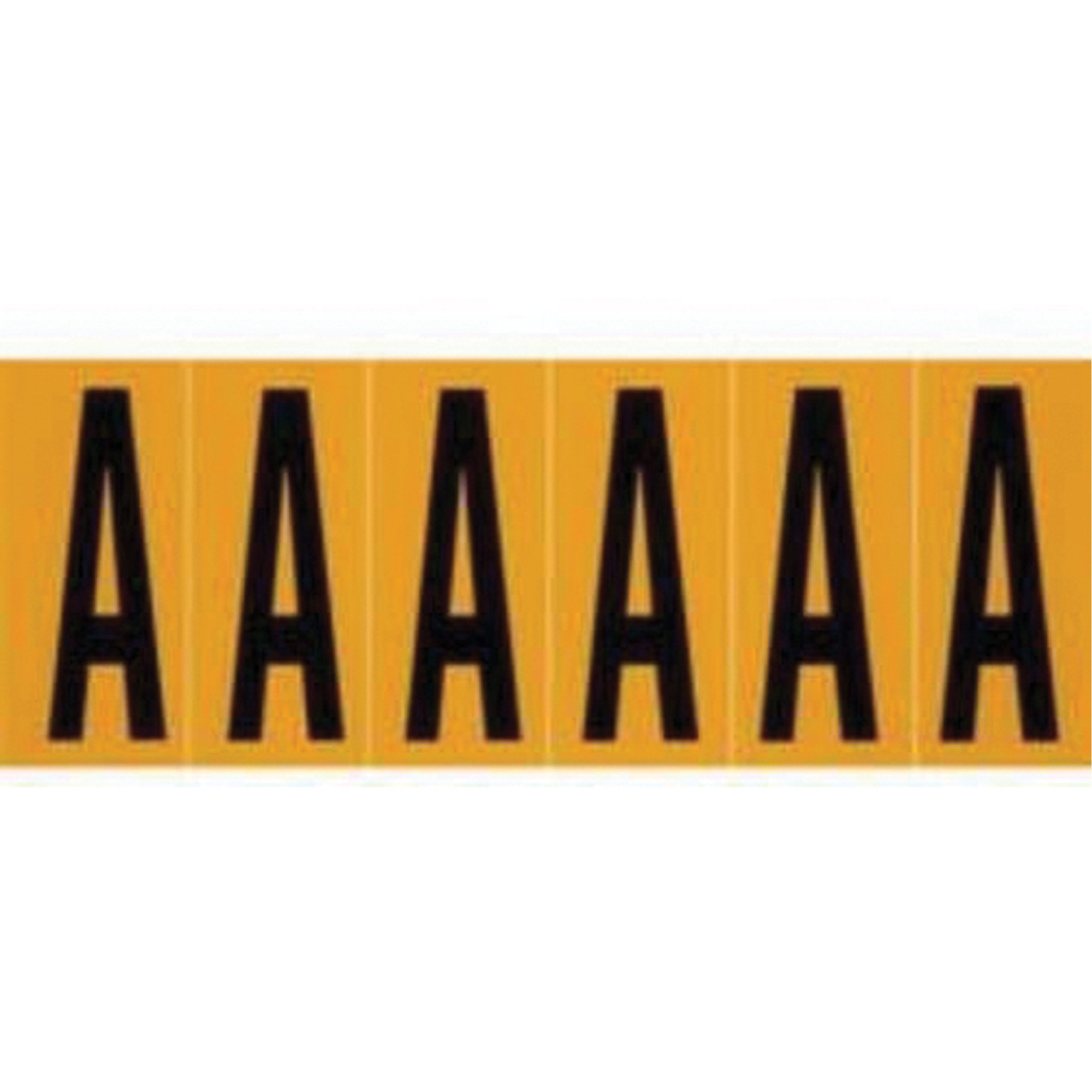 Étiquettes de lettres et chiffres individuels repositionnables, A, 3" h, Noir sur jaune