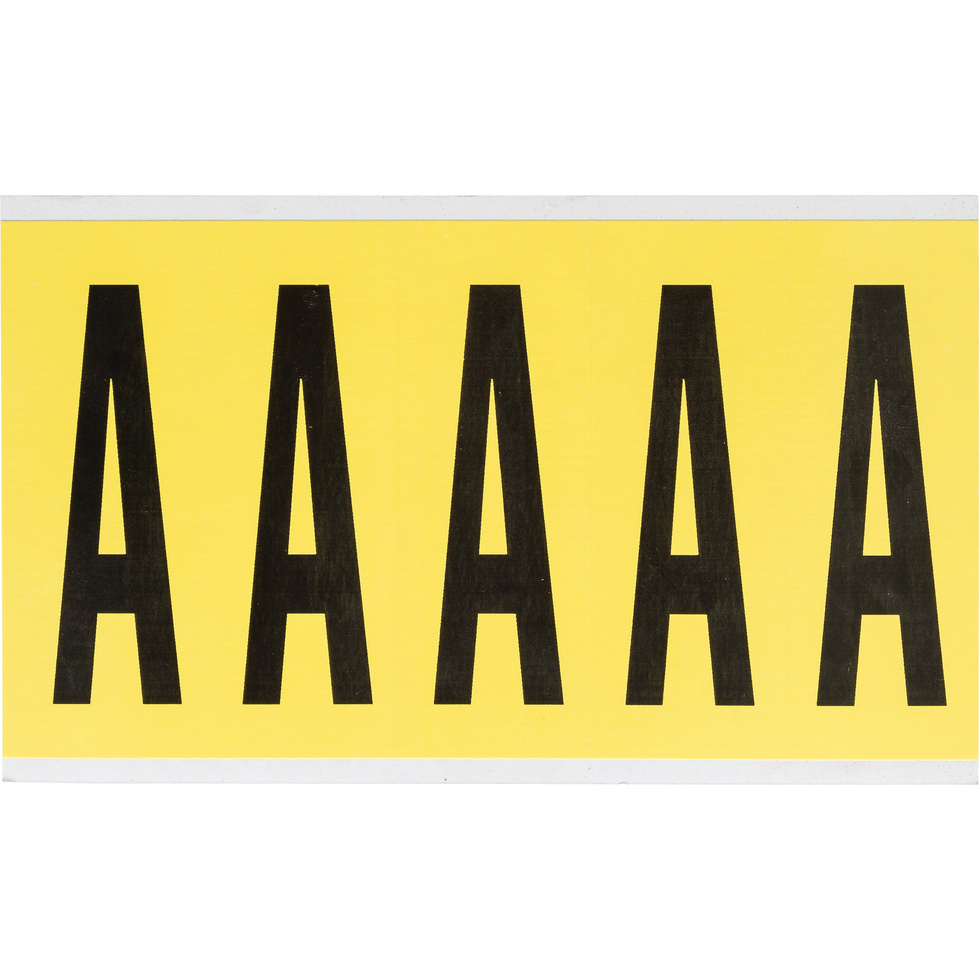 Étiquettes de lettres et chiffres individuels repositionnables, A, 4" h, Noir sur jaune