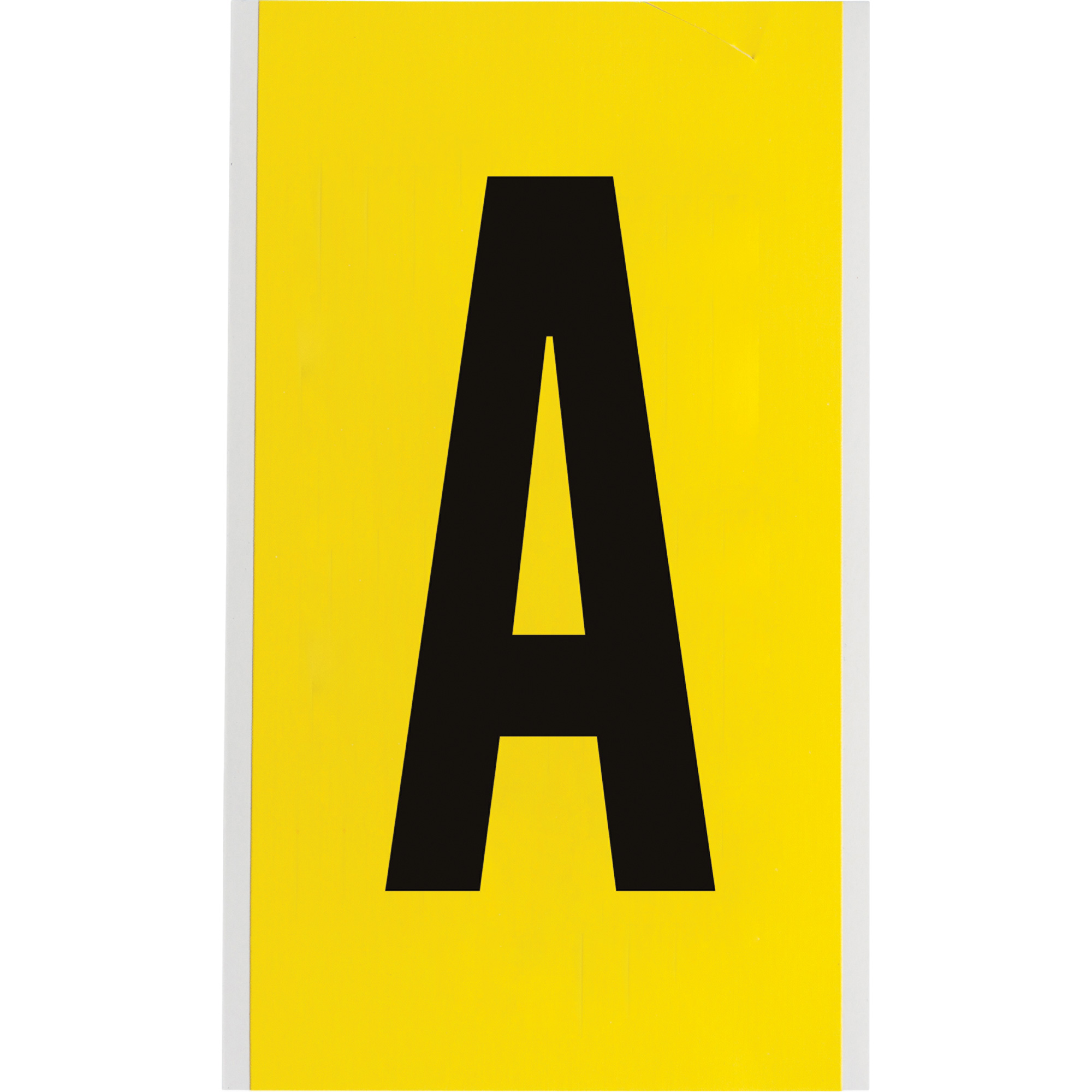 Étiquettes de lettres et chiffres individuels repositionnables, A, 6" h, Noir sur jaune