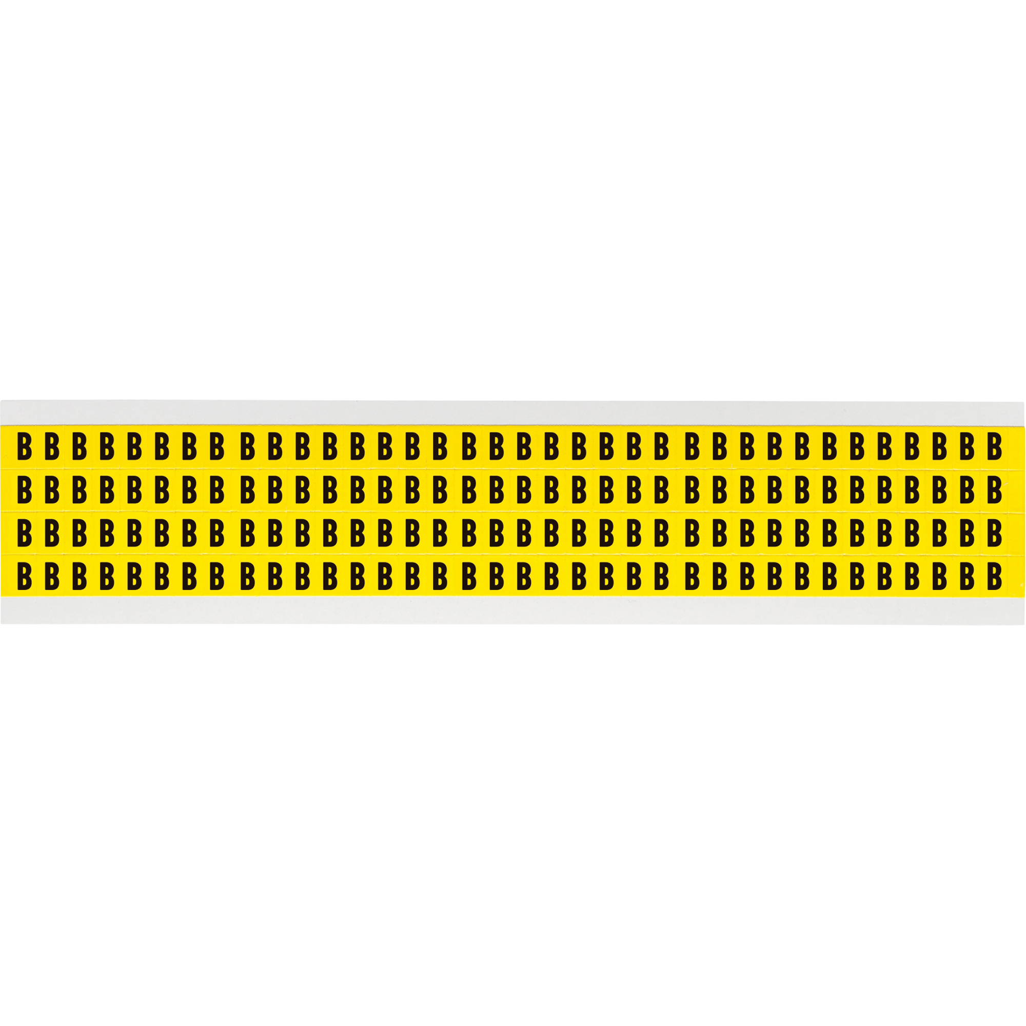 Étiquettes de lettres et chiffres individuels repositionnables, B, 1/4" h, Noir sur jaune