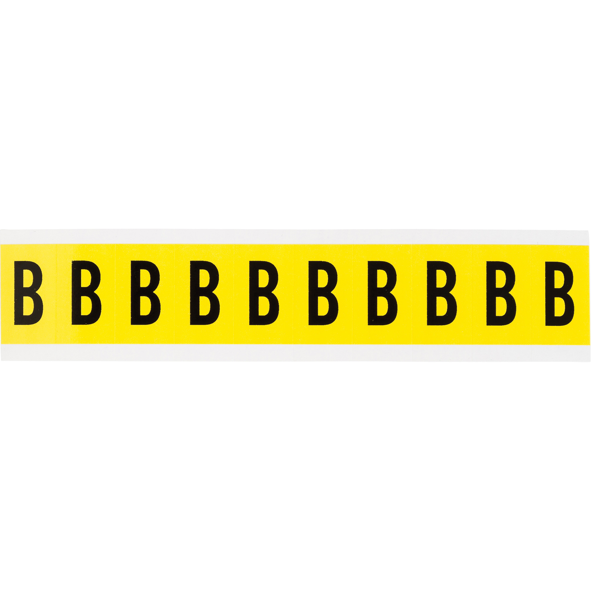 Étiquettes de lettres et chiffres individuels repositionnables, B, 1" h, Noir sur jaune