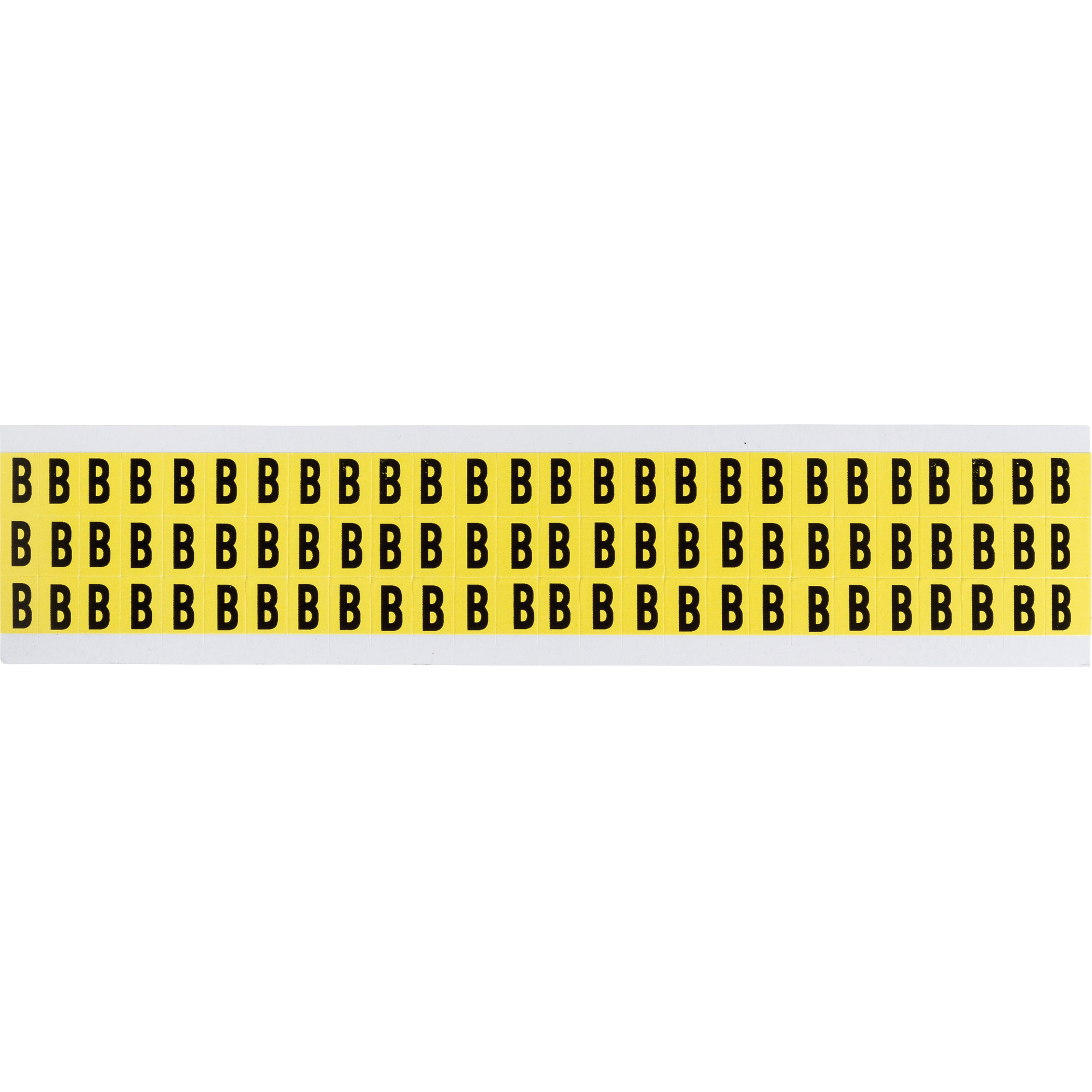 Étiquettes de lettres et chiffres individuels repositionnables, B, 3/8" h, Noir sur jaune