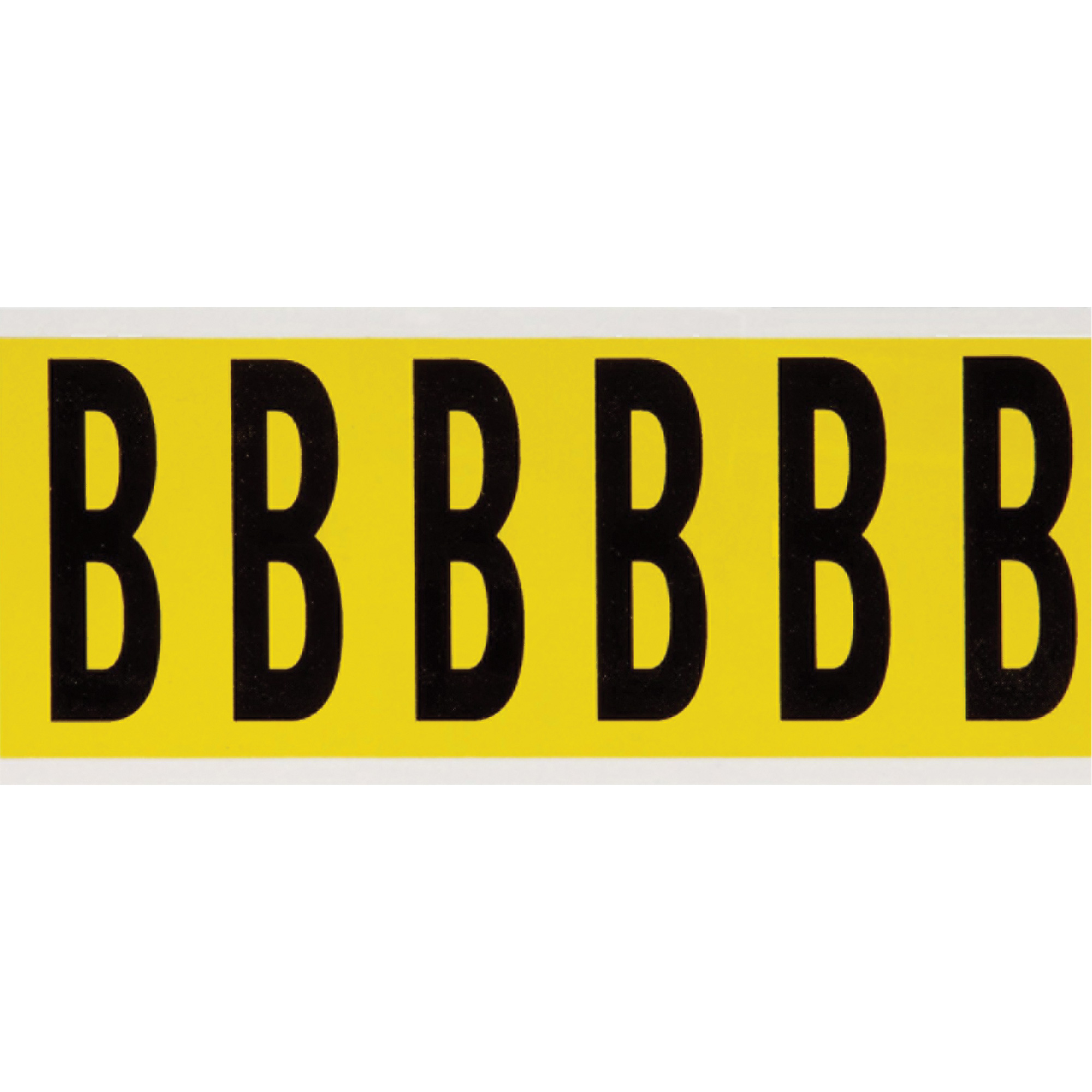 Étiquettes de lettres et chiffres individuels repositionnables, B, 3" h, Noir sur jaune