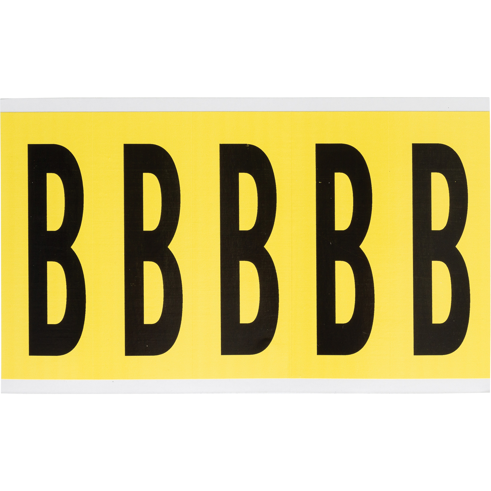 Étiquettes de lettres et chiffres individuels repositionnables, B, 4" h, Noir sur jaune