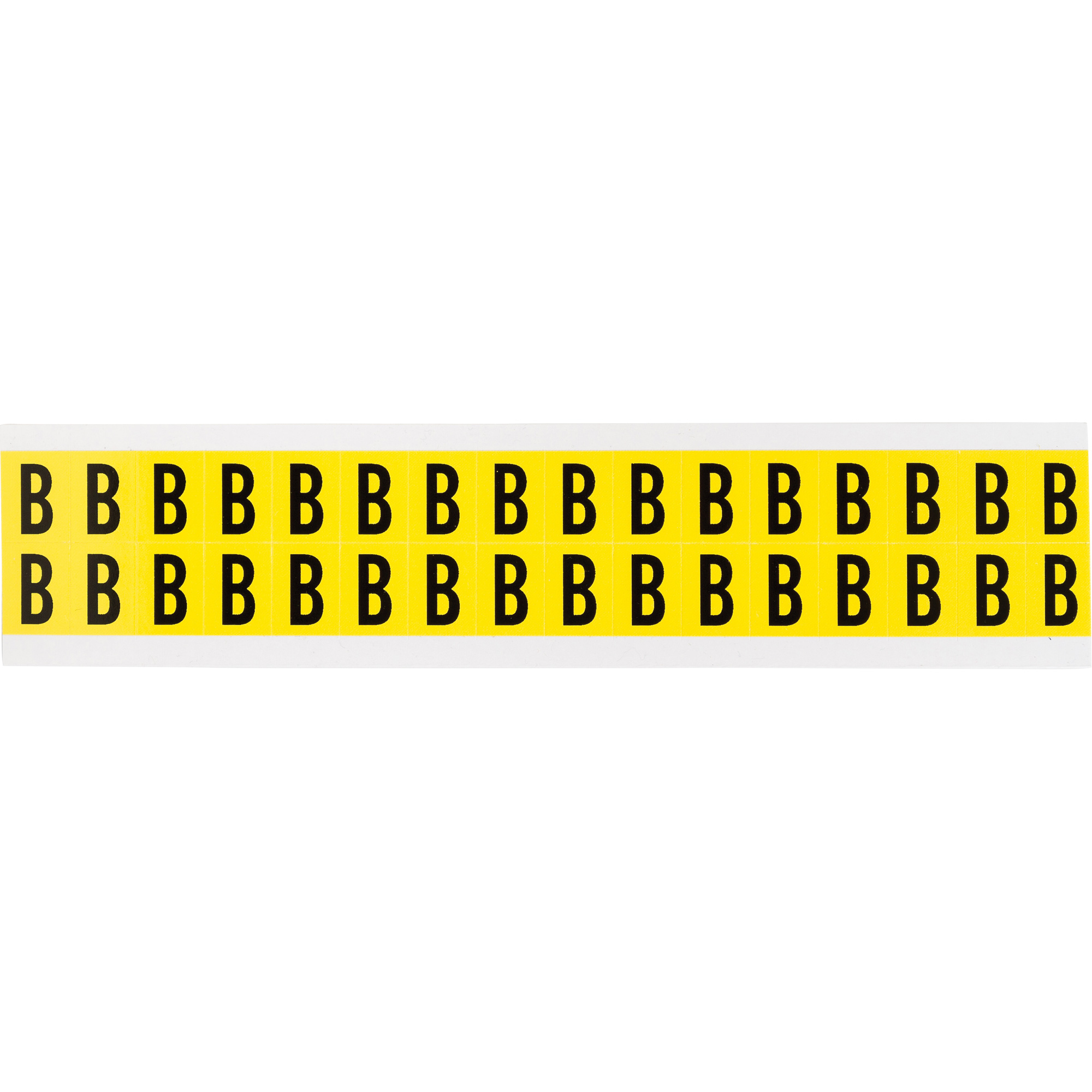 Étiquettes de lettres et chiffres individuels repositionnables, B, 5/8" h, Noir sur jaune