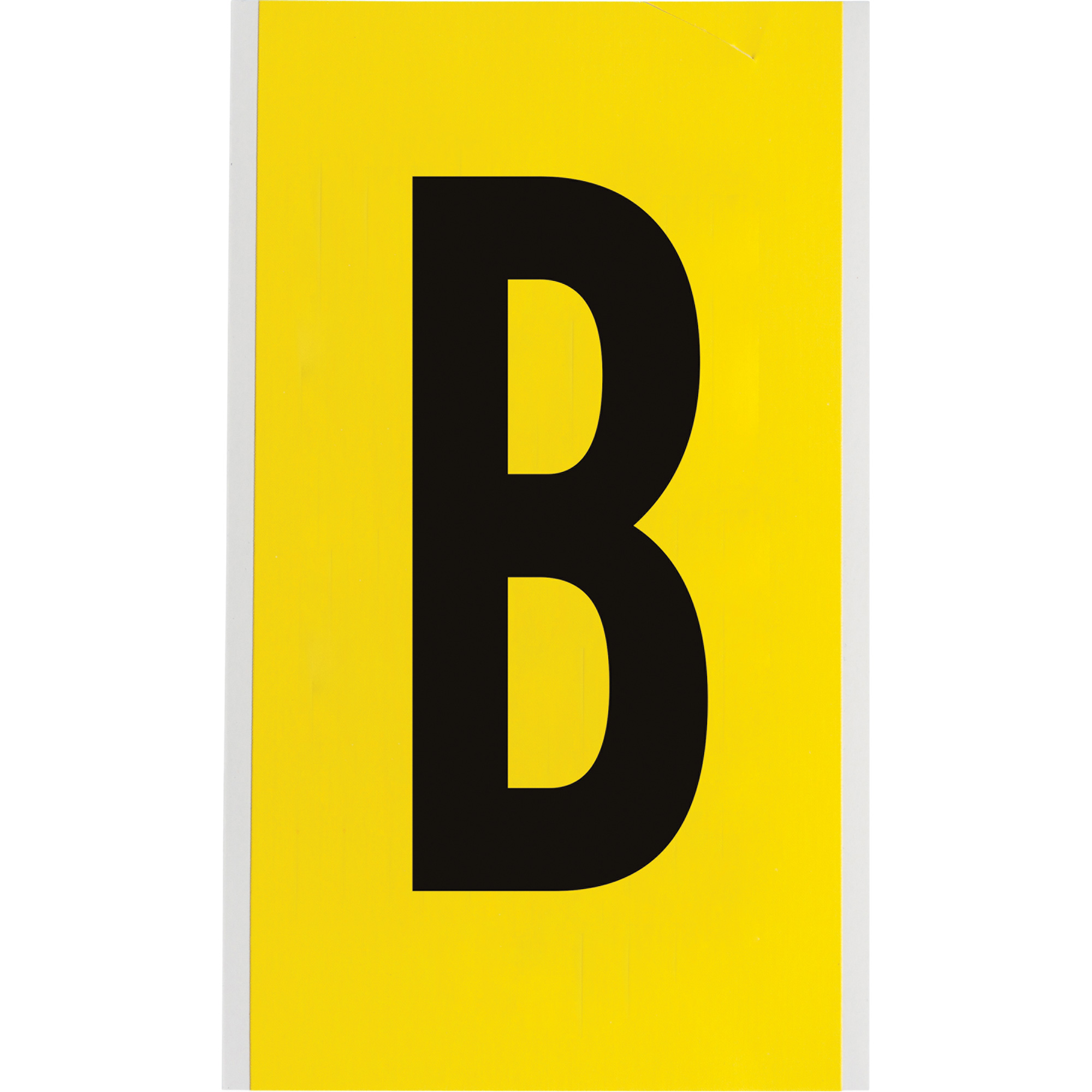 Étiquettes de lettres et chiffres individuels repositionnables, B, 6" h, Noir sur jaune