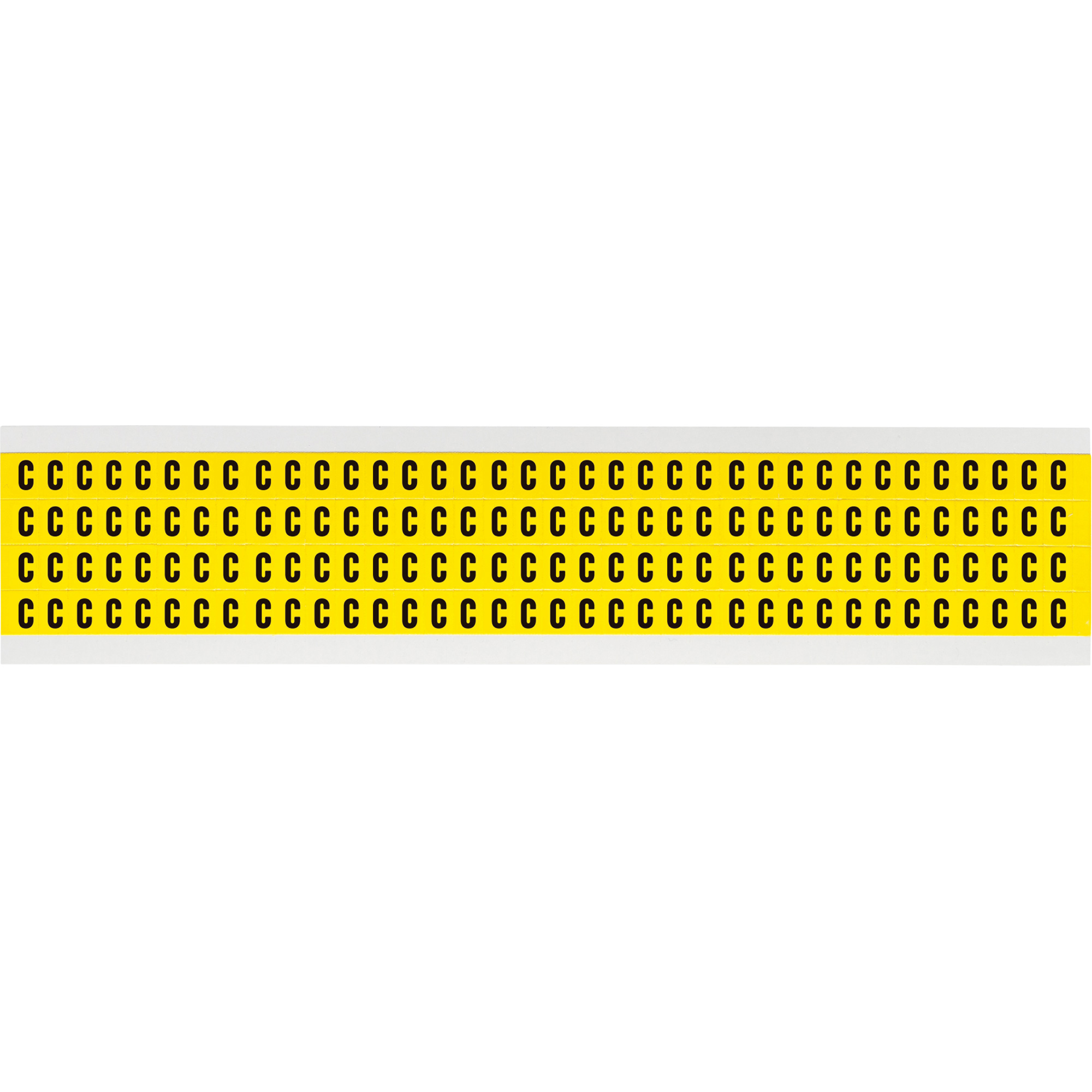 Étiquettes de lettres et chiffres individuels repositionnables, C, 1/4" h, Noir sur jaune
