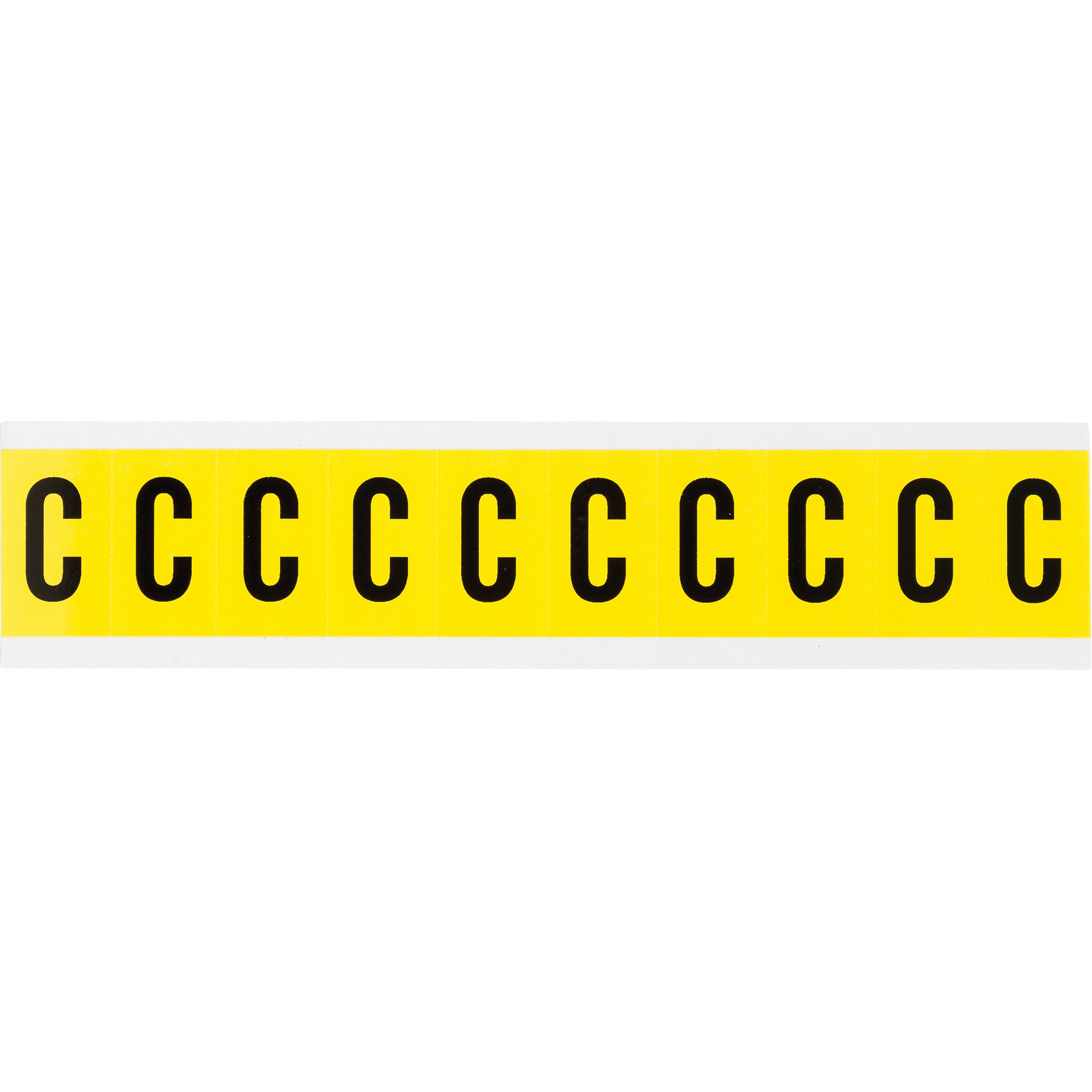 Étiquettes de lettres et chiffres individuels repositionnables, C, 1" h, Noir sur jaune