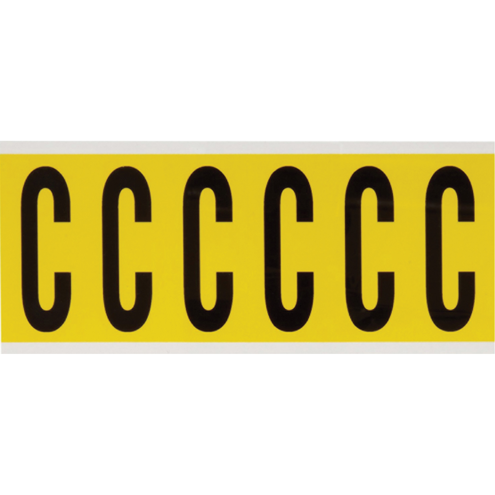 Étiquettes de lettres et chiffres individuels repositionnables, C, 3" h, Noir sur jaune
