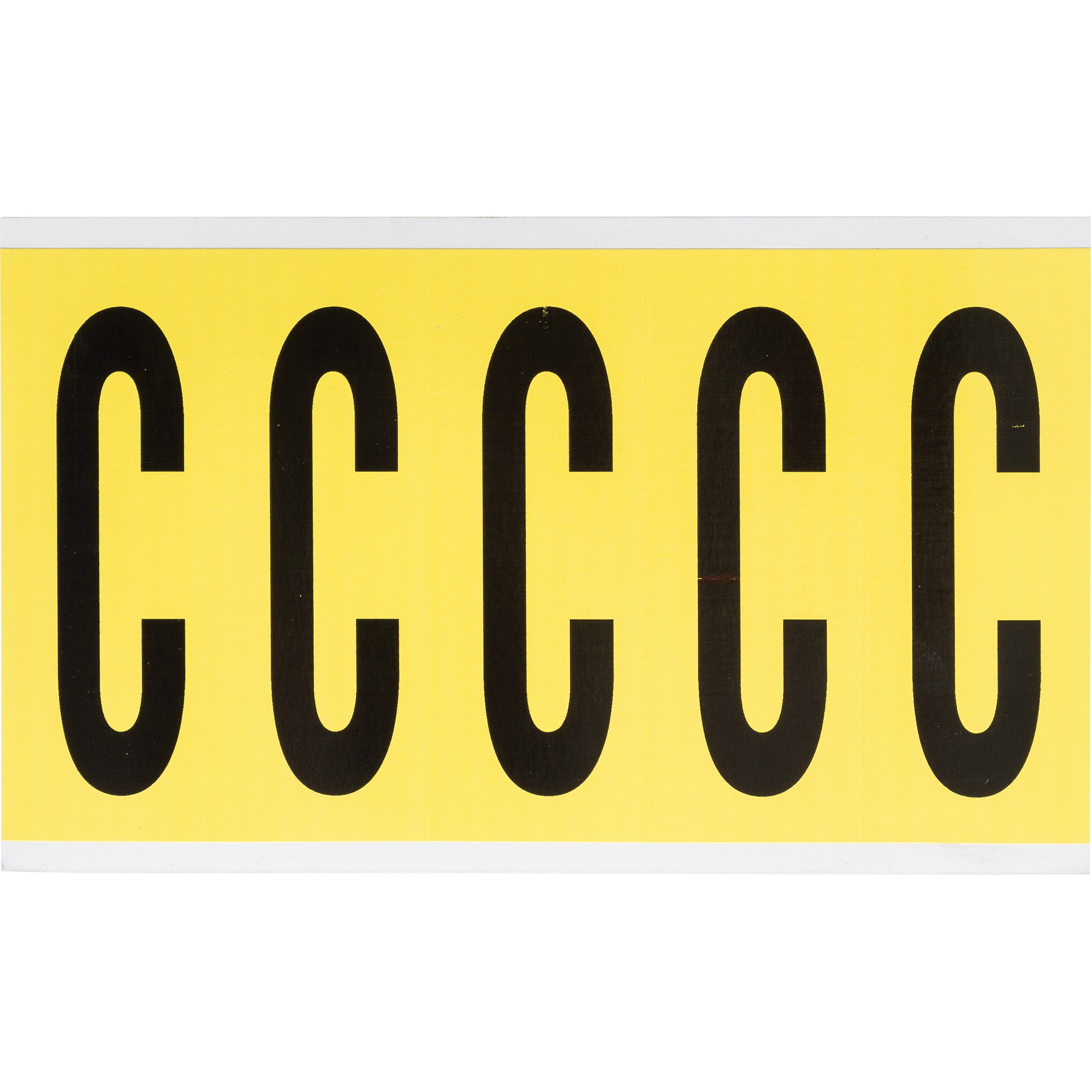 Étiquettes de lettres et chiffres individuels repositionnables, C, 4" h, Noir sur jaune