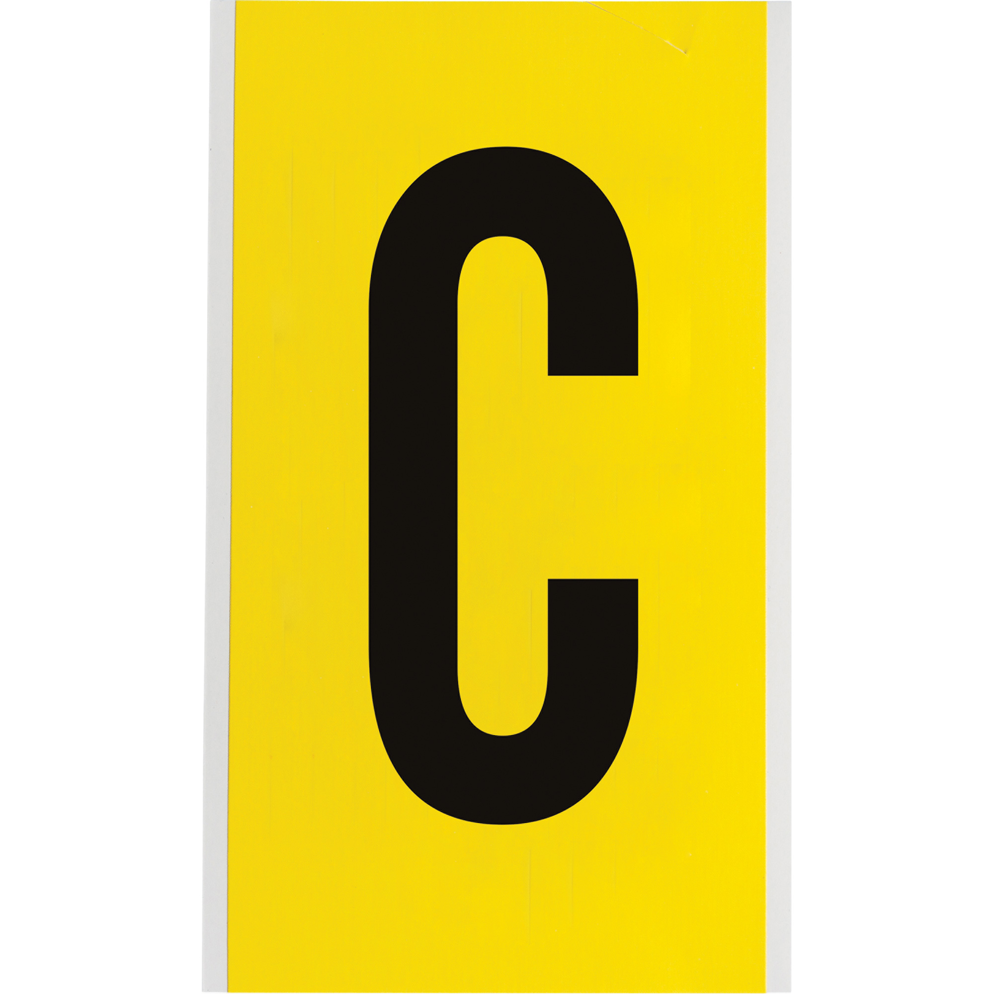 Étiquettes de lettres et chiffres individuels repositionnables, C, 6" h, Noir sur jaune