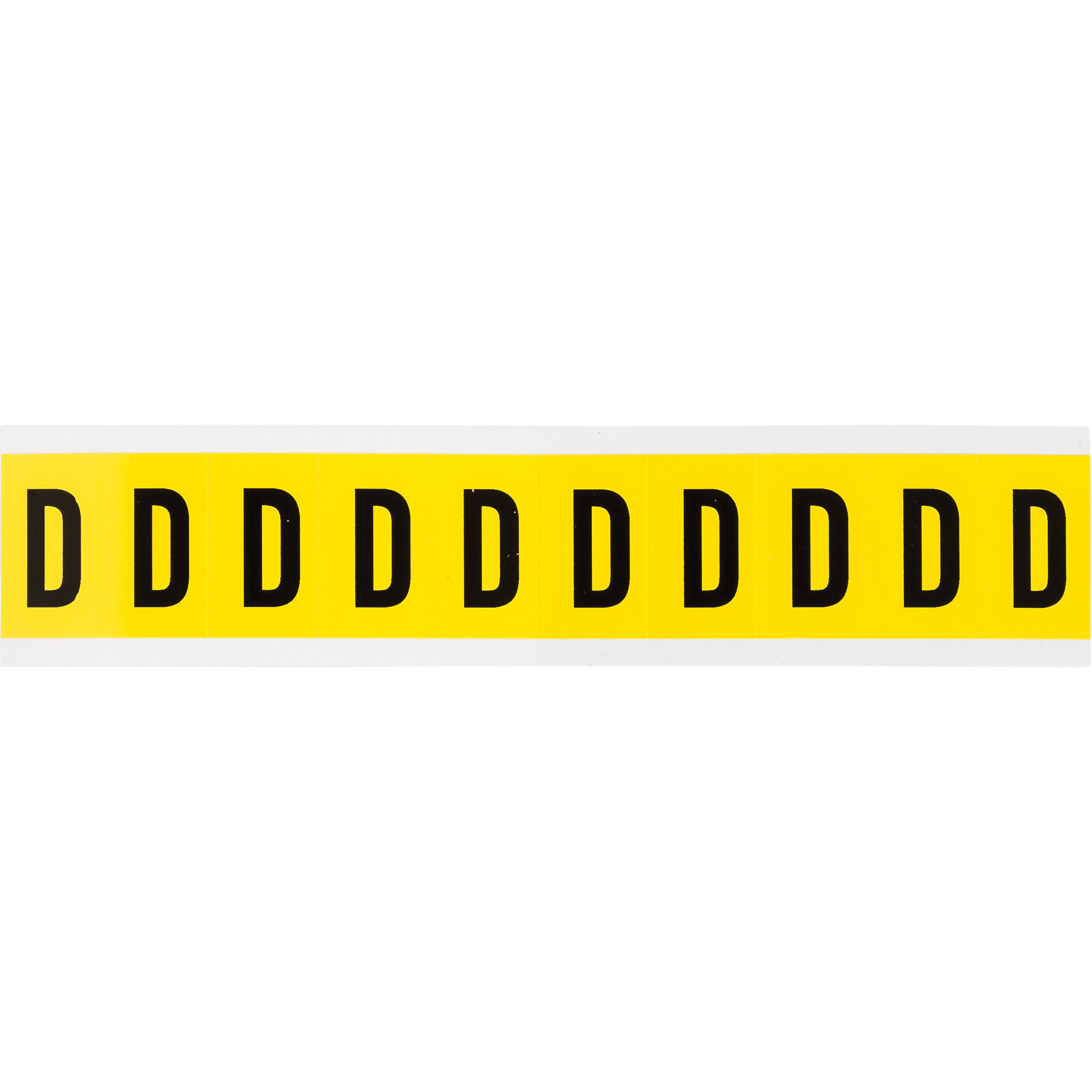 Étiquettes de lettres et chiffres individuels repositionnables, D, 1" h, Noir sur jaune