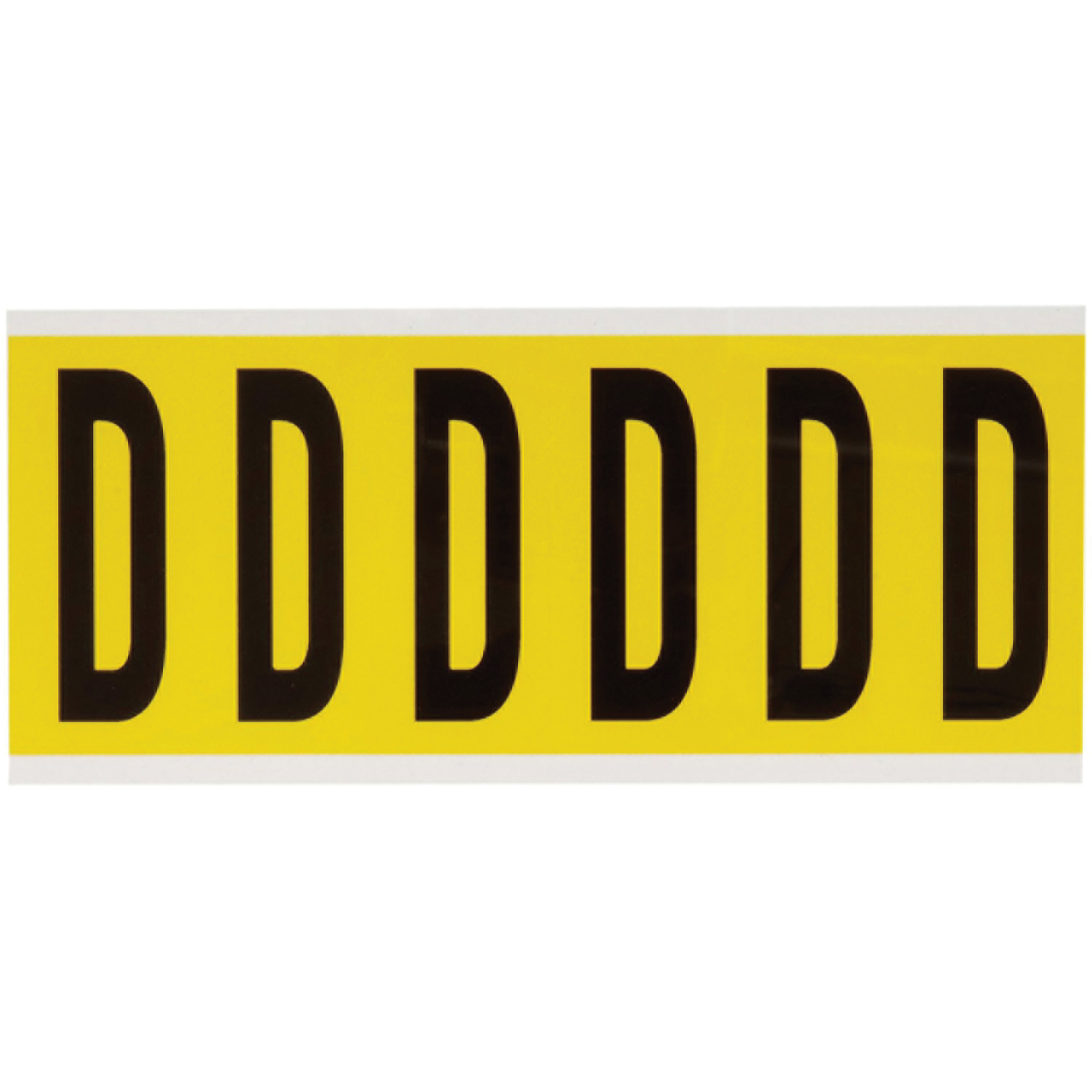 Étiquettes de lettres et chiffres individuels repositionnables, D, 3" h, Noir sur jaune