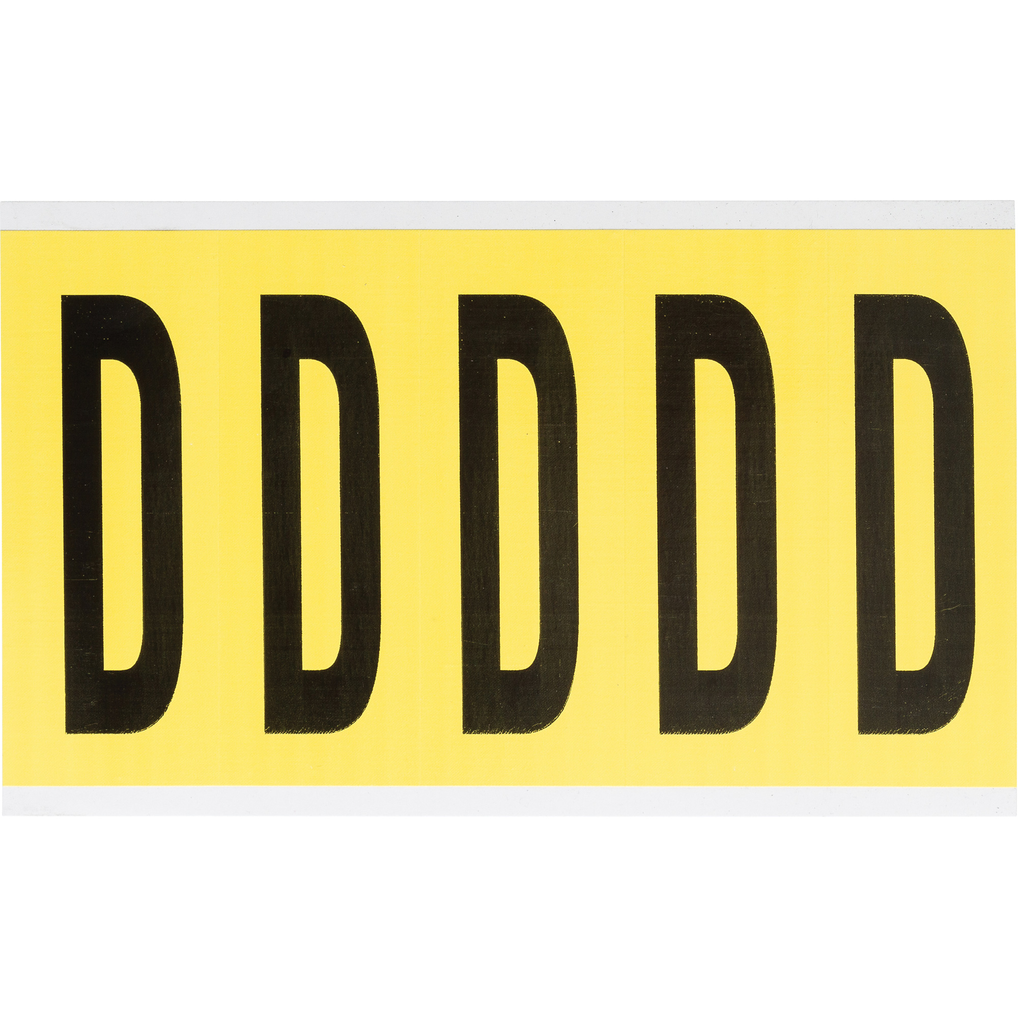 Étiquettes de lettres et chiffres individuels repositionnables, D, 4" h, Noir sur jaune