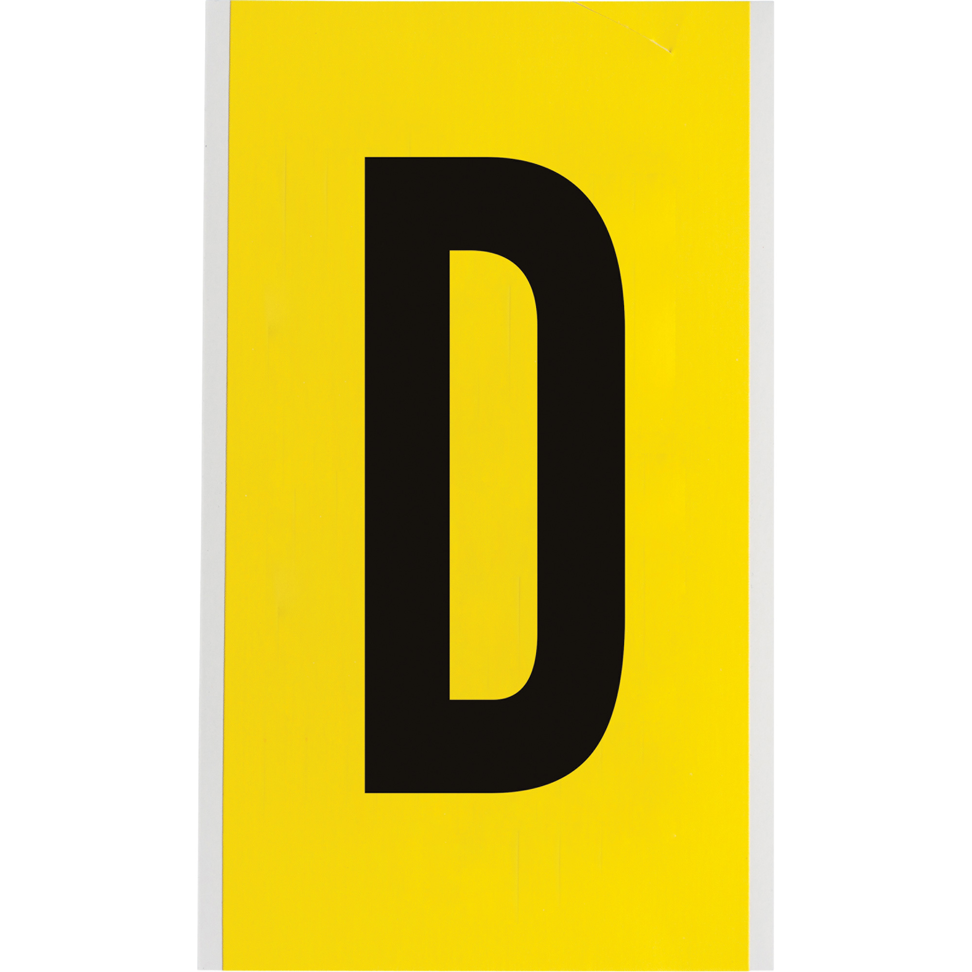 Étiquettes de lettres et chiffres individuels repositionnables, D, 6" h, Noir sur jaune