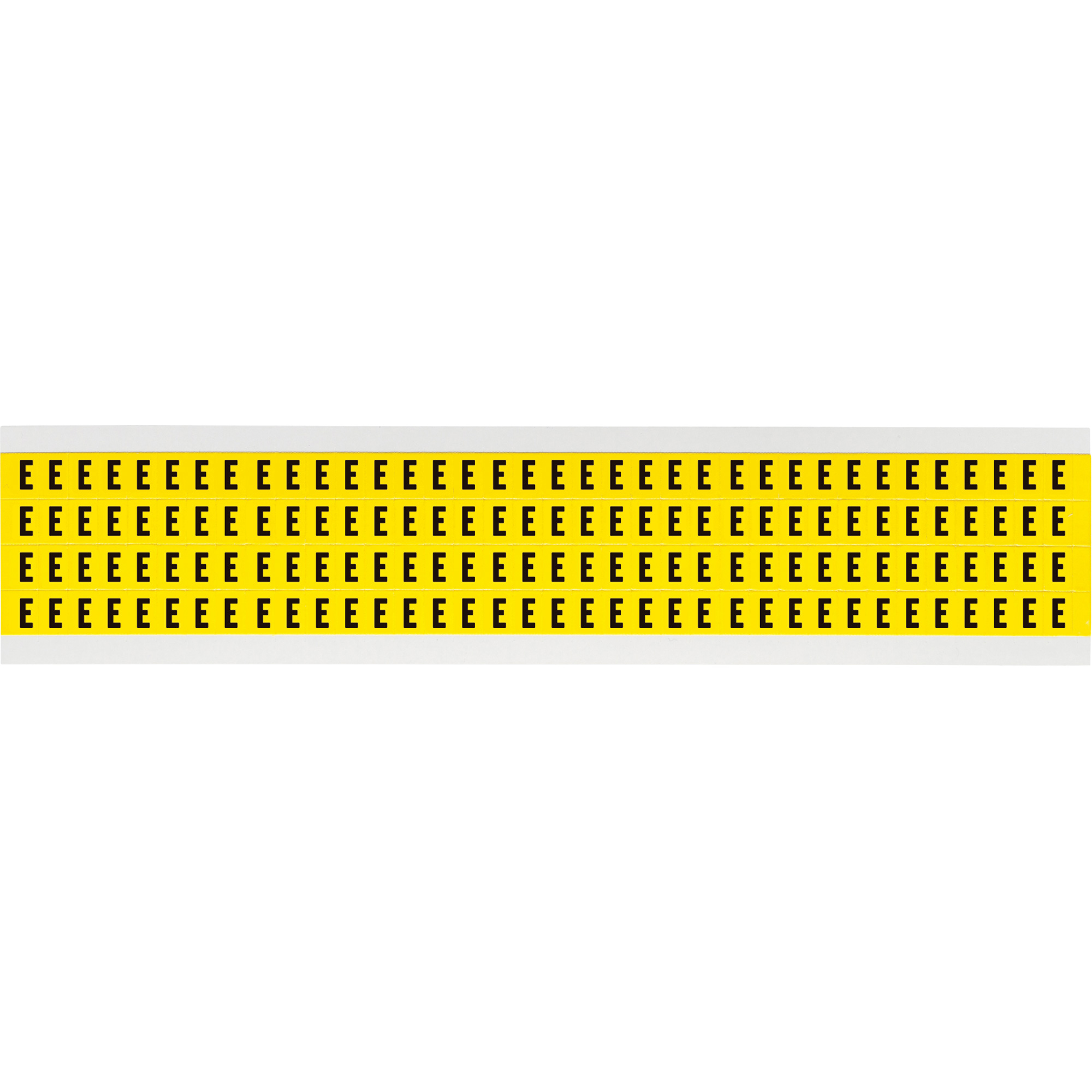 Étiquettes de lettres et chiffres individuels repositionnables, E, 1/4" h, Noir sur jaune