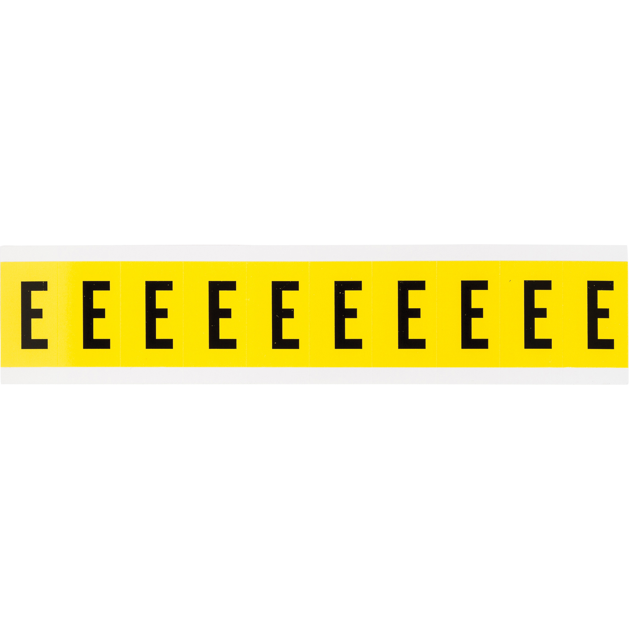 Étiquettes de lettres et chiffres individuels repositionnables, E, 1" h, Noir sur jaune