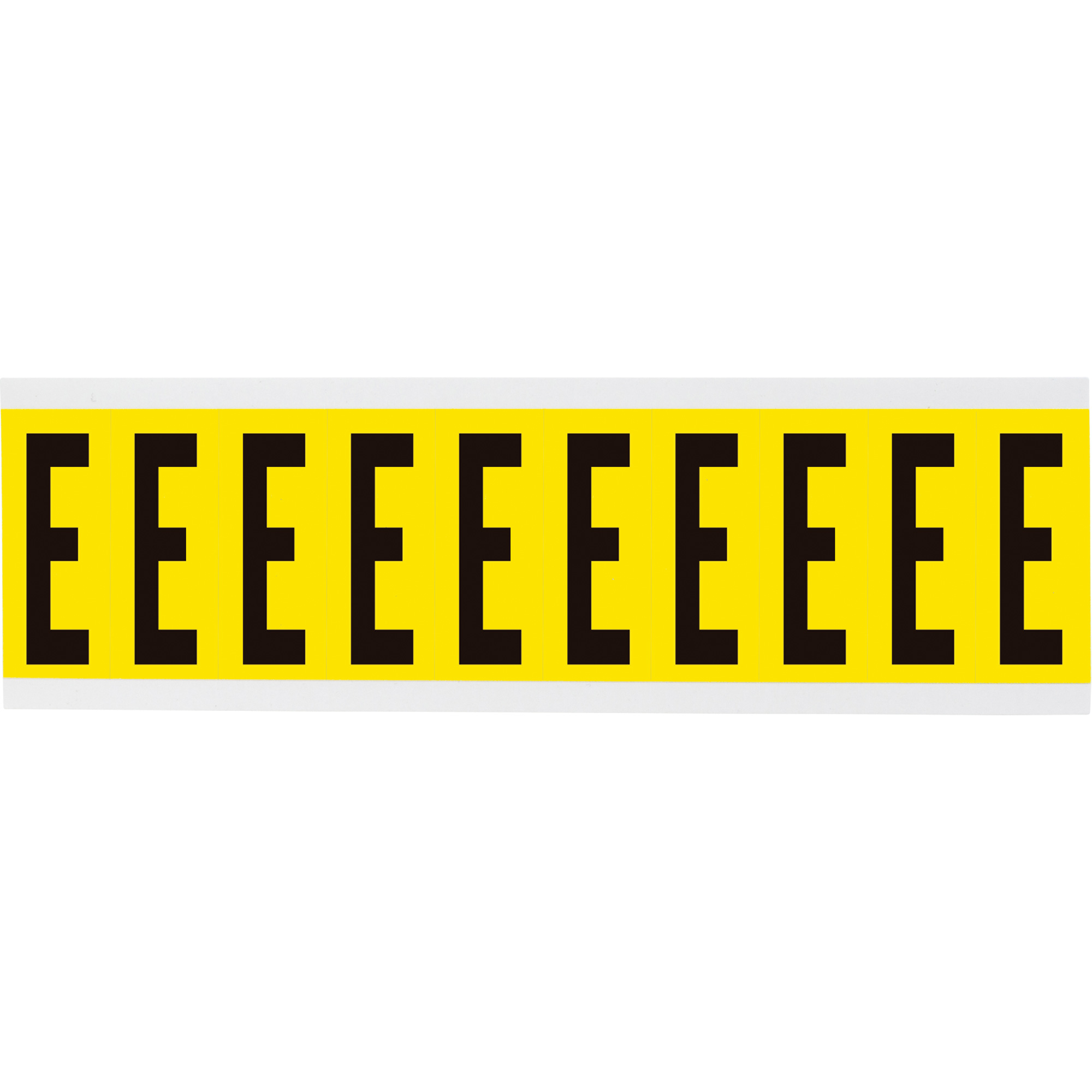 Étiquettes de lettres et chiffres individuels repositionnables, E, 2" h, Noir sur jaune