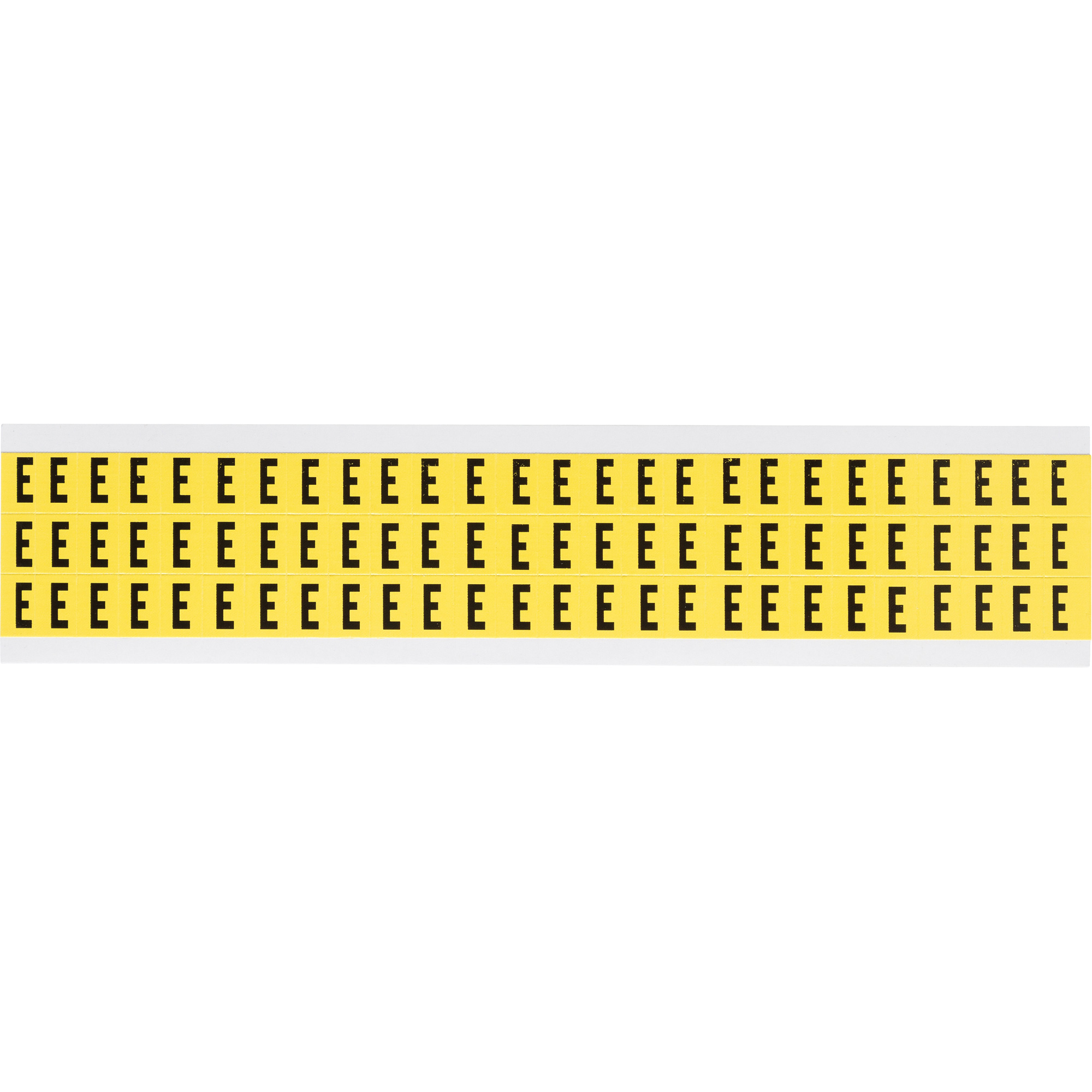 Étiquettes de lettres et chiffres individuels repositionnables, E, 3/8" h, Noir sur jaune