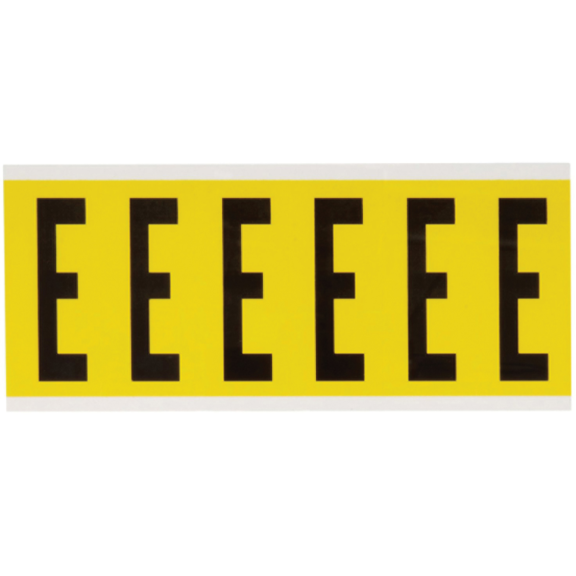 Étiquettes de lettres et chiffres individuels repositionnables, E, 3" h, Noir sur jaune