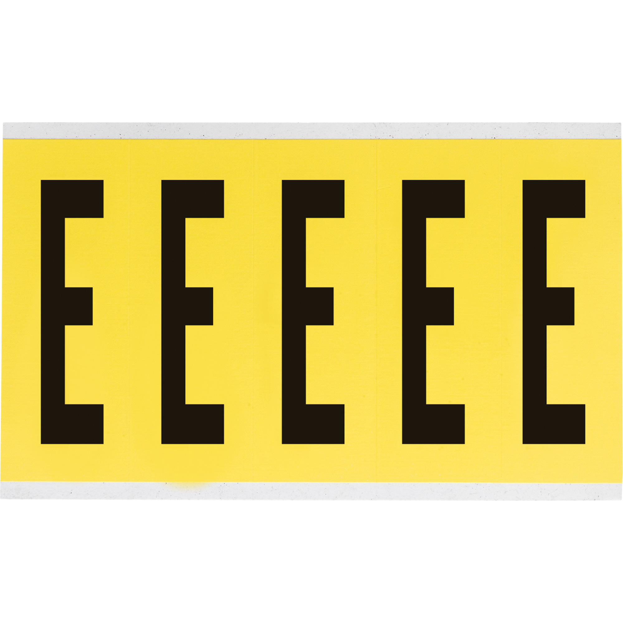Étiquettes de lettres et chiffres individuels repositionnables, E, 4" h, Noir sur jaune