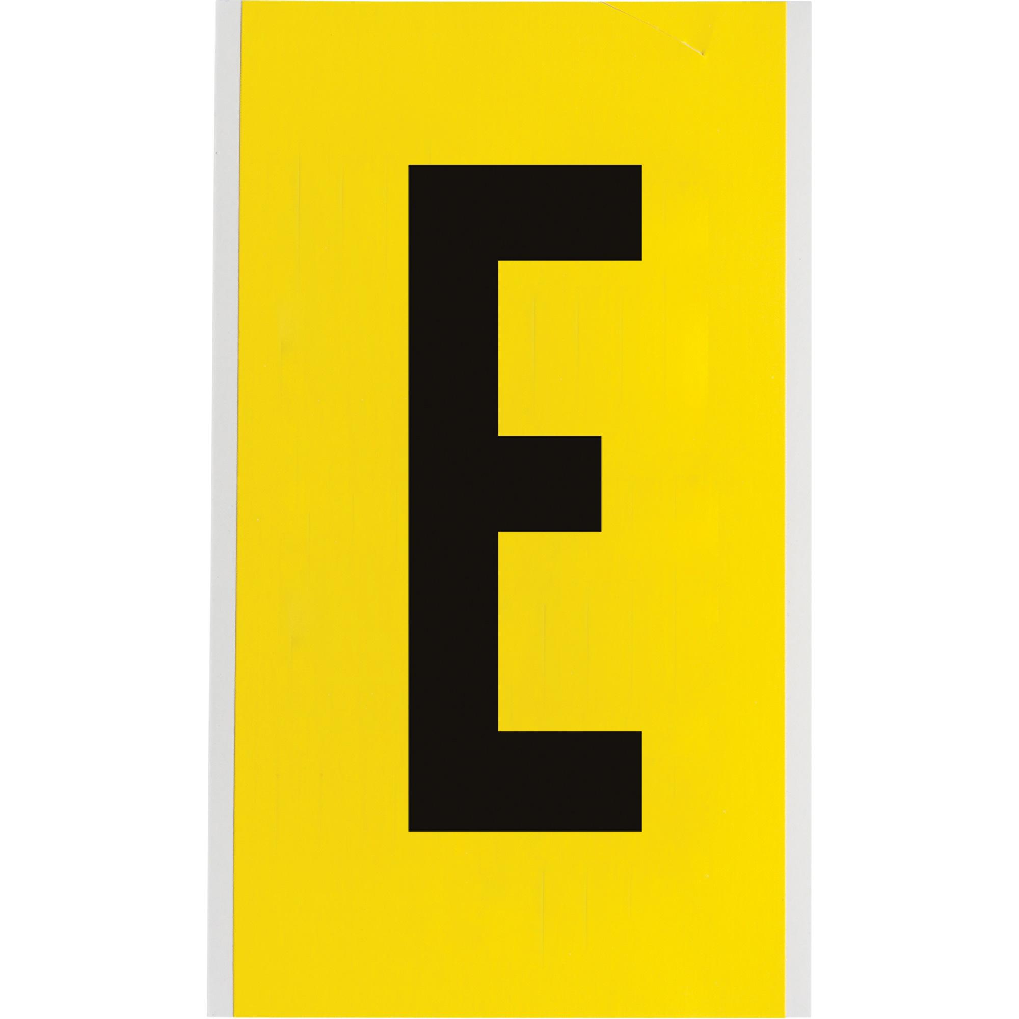 Étiquettes de lettres et chiffres individuels repositionnables, E, 6" h, Noir sur jaune
