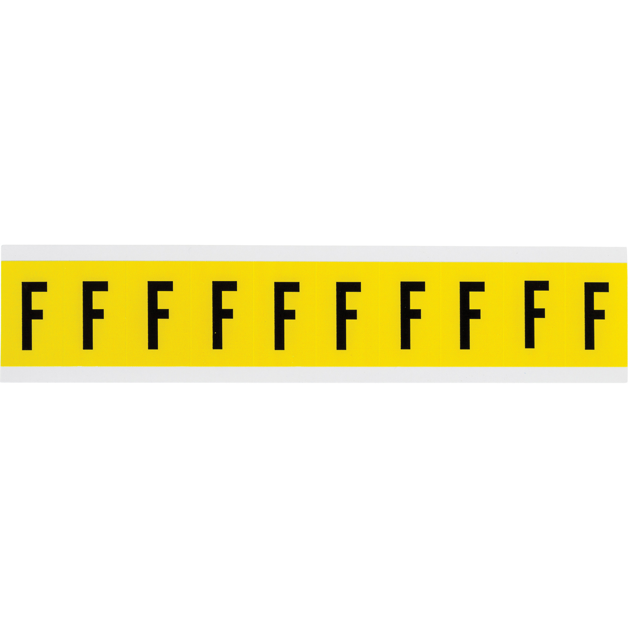 Étiquettes de lettres et chiffres individuels repositionnables, F, 1" h, Noir sur jaune