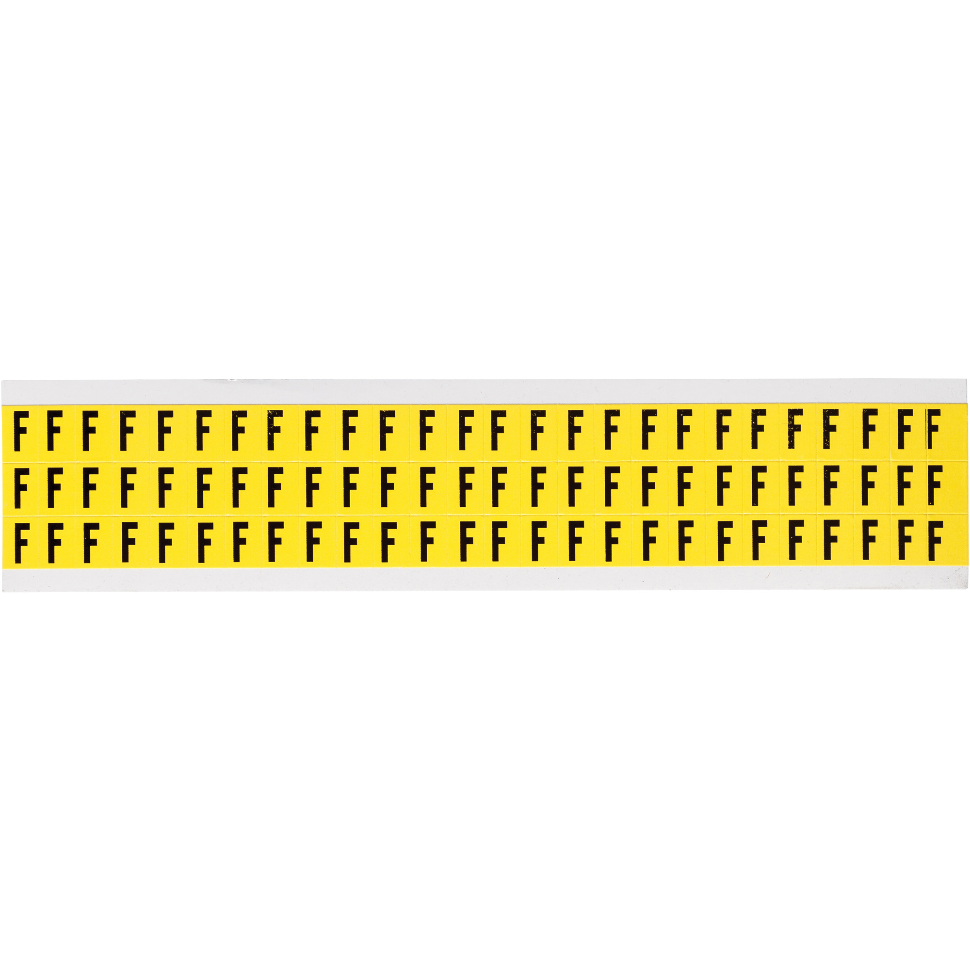 Étiquettes de lettres et chiffres individuels repositionnables, F, 3/8" h, Noir sur jaune