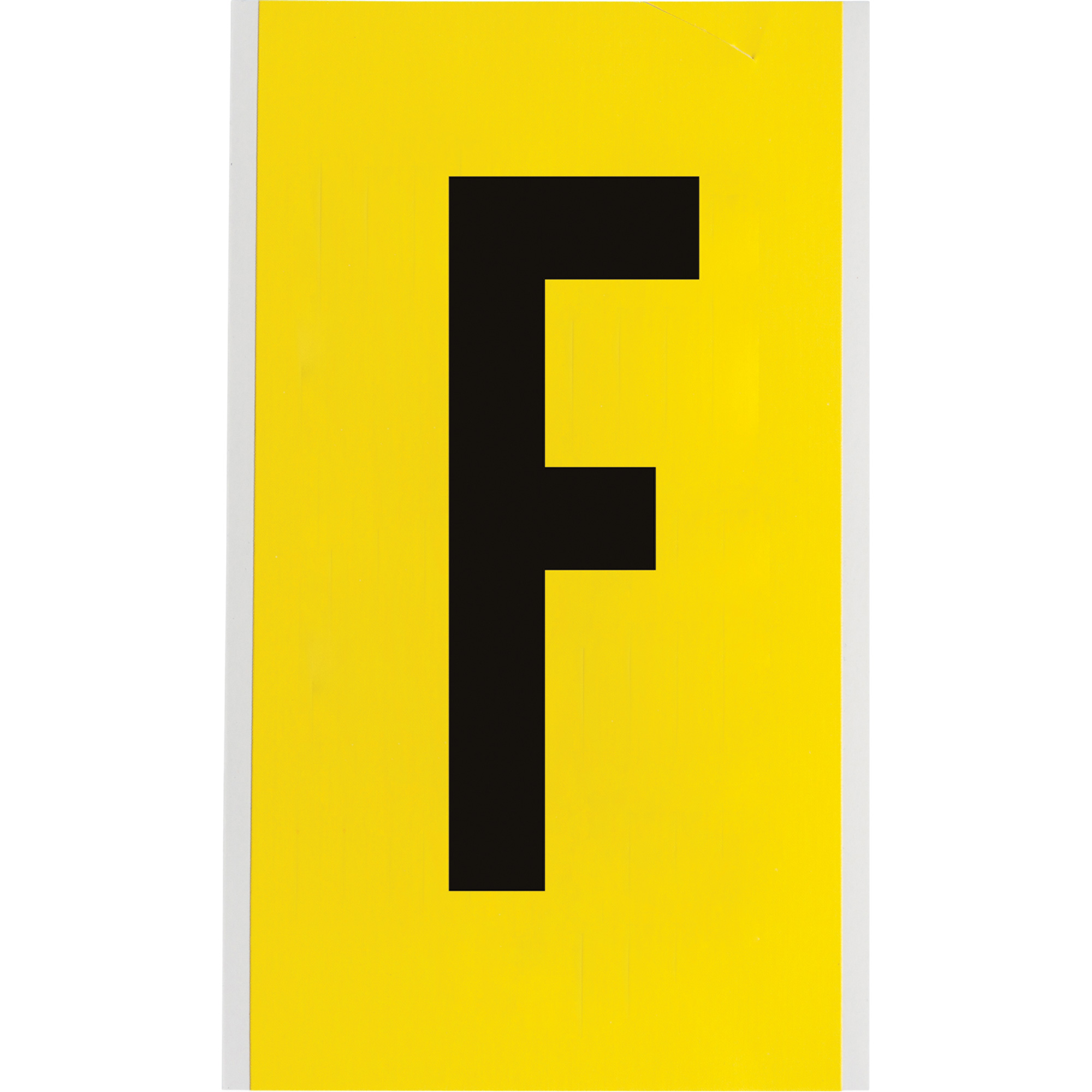 Étiquettes de lettres et chiffres individuels repositionnables, F, 6" h, Noir sur jaune