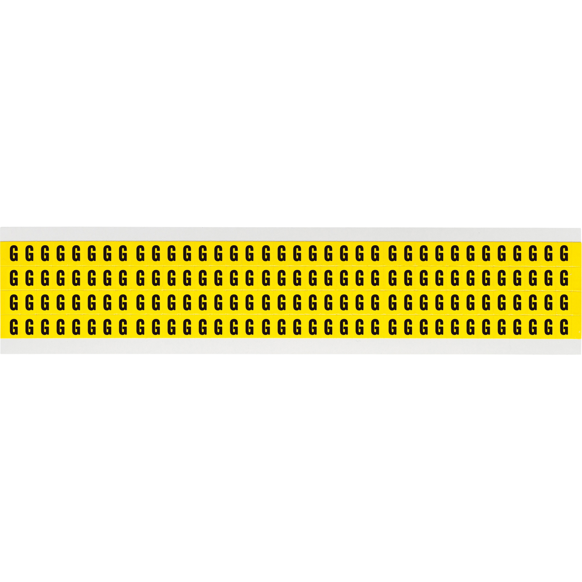 Étiquettes de lettres et chiffres individuels repositionnables, G, 1/4" h, Noir sur jaune