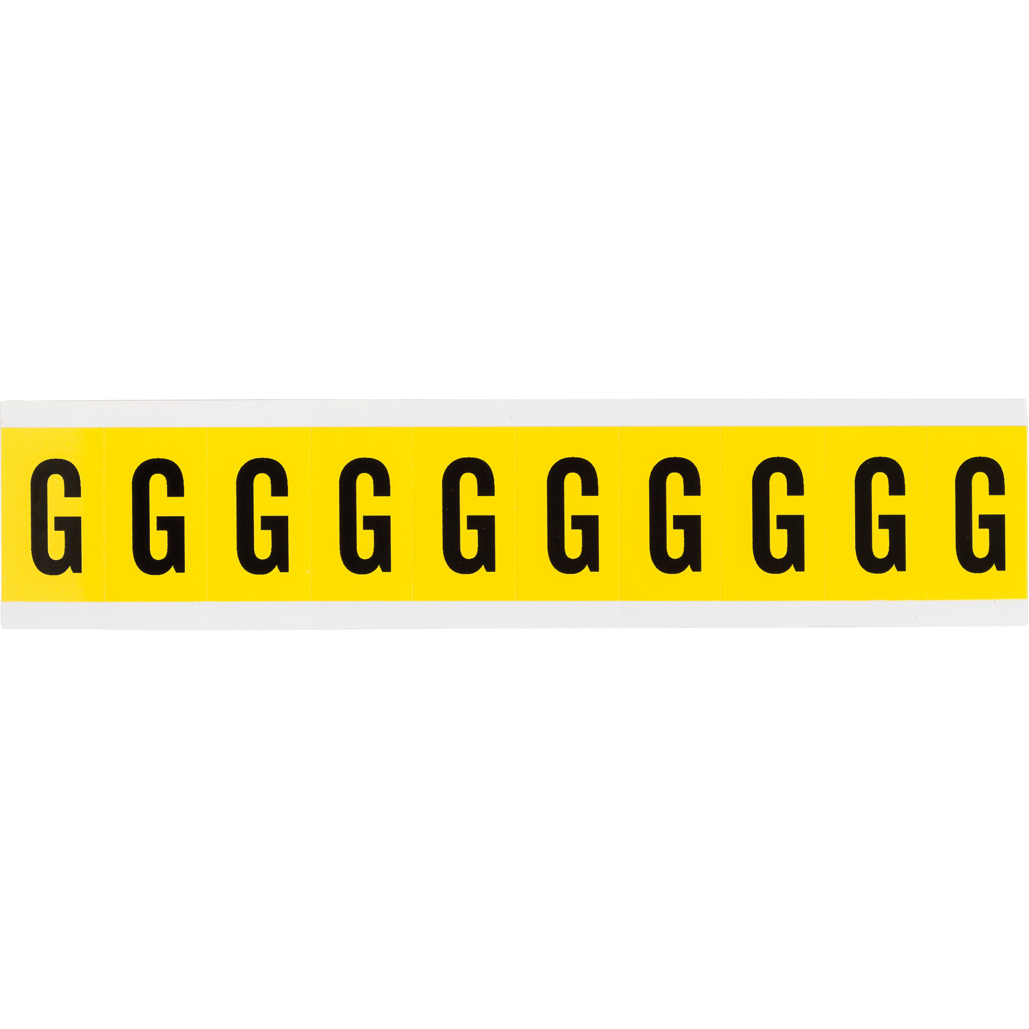 Étiquettes de lettres et chiffres individuels repositionnables, G, 1" h, Noir sur jaune