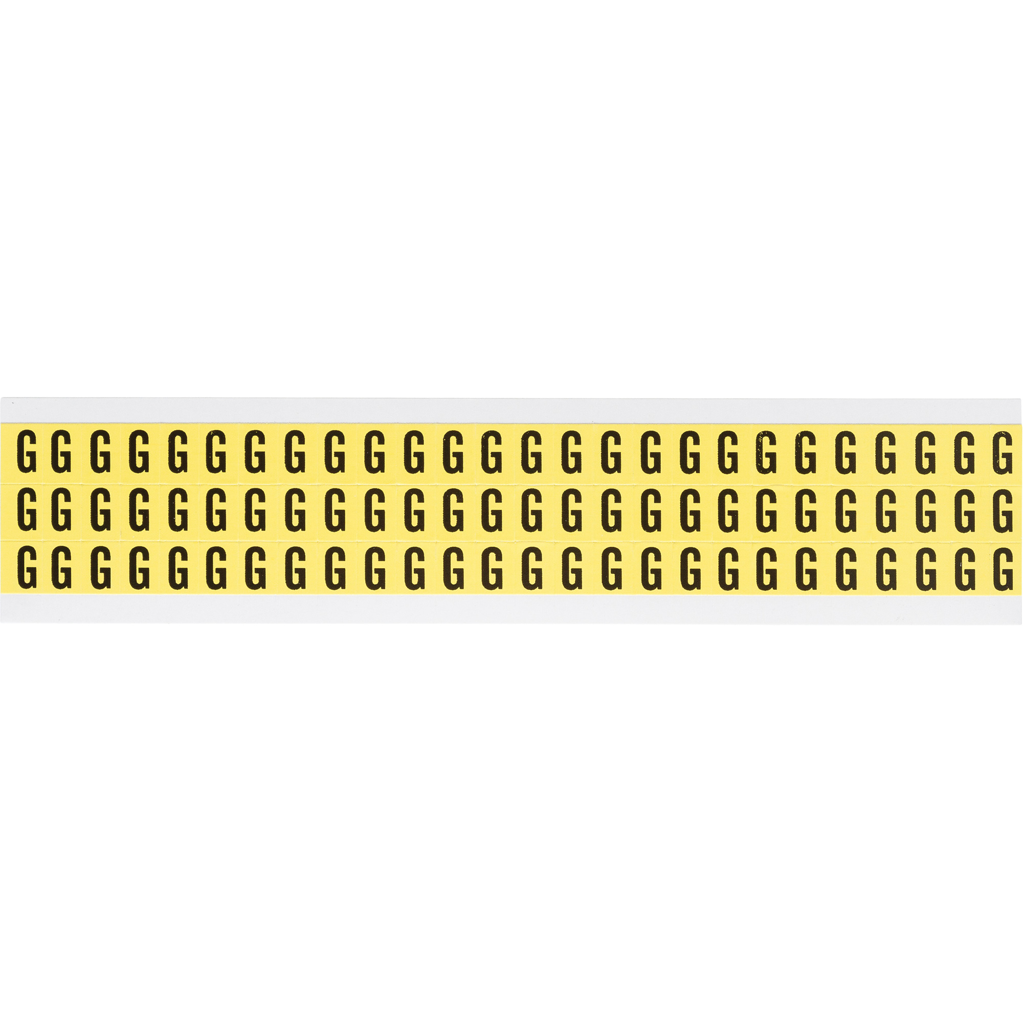 Étiquettes de lettres et chiffres individuels repositionnables, G, 3/8" h, Noir sur jaune