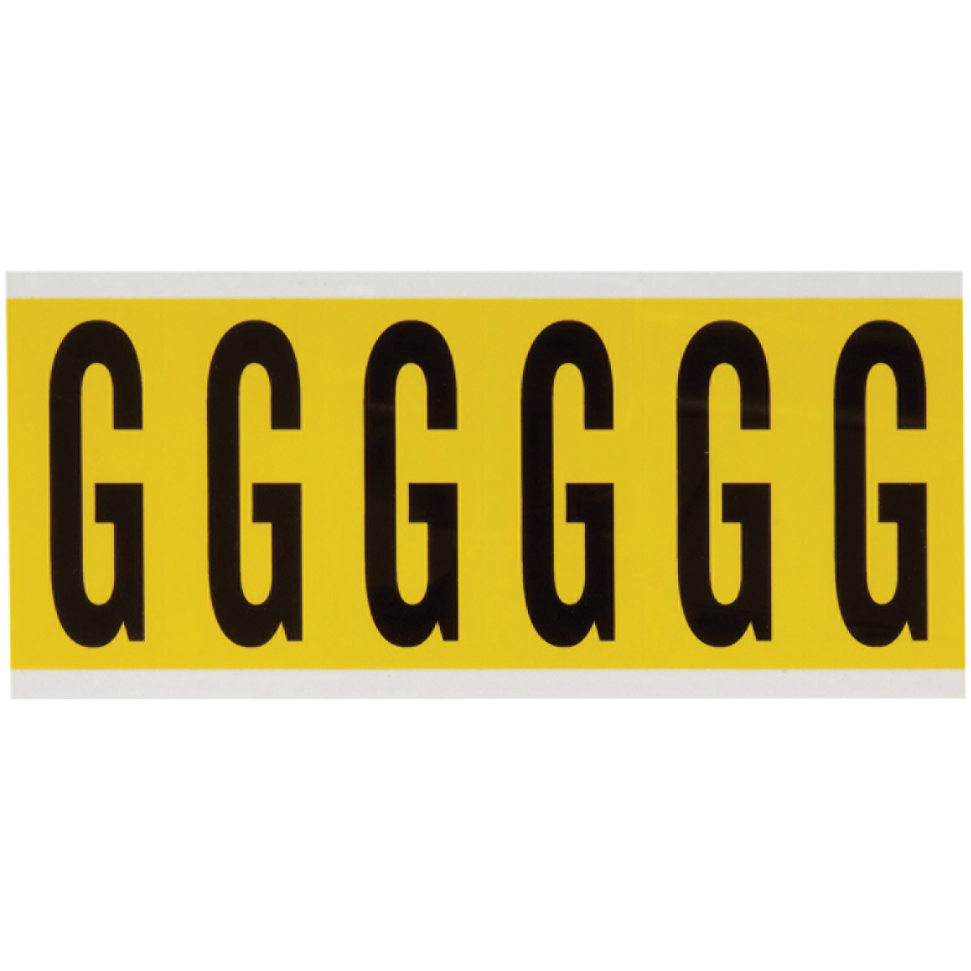 Étiquettes de lettres et chiffres individuels repositionnables, G, 3" h, Noir sur jaune